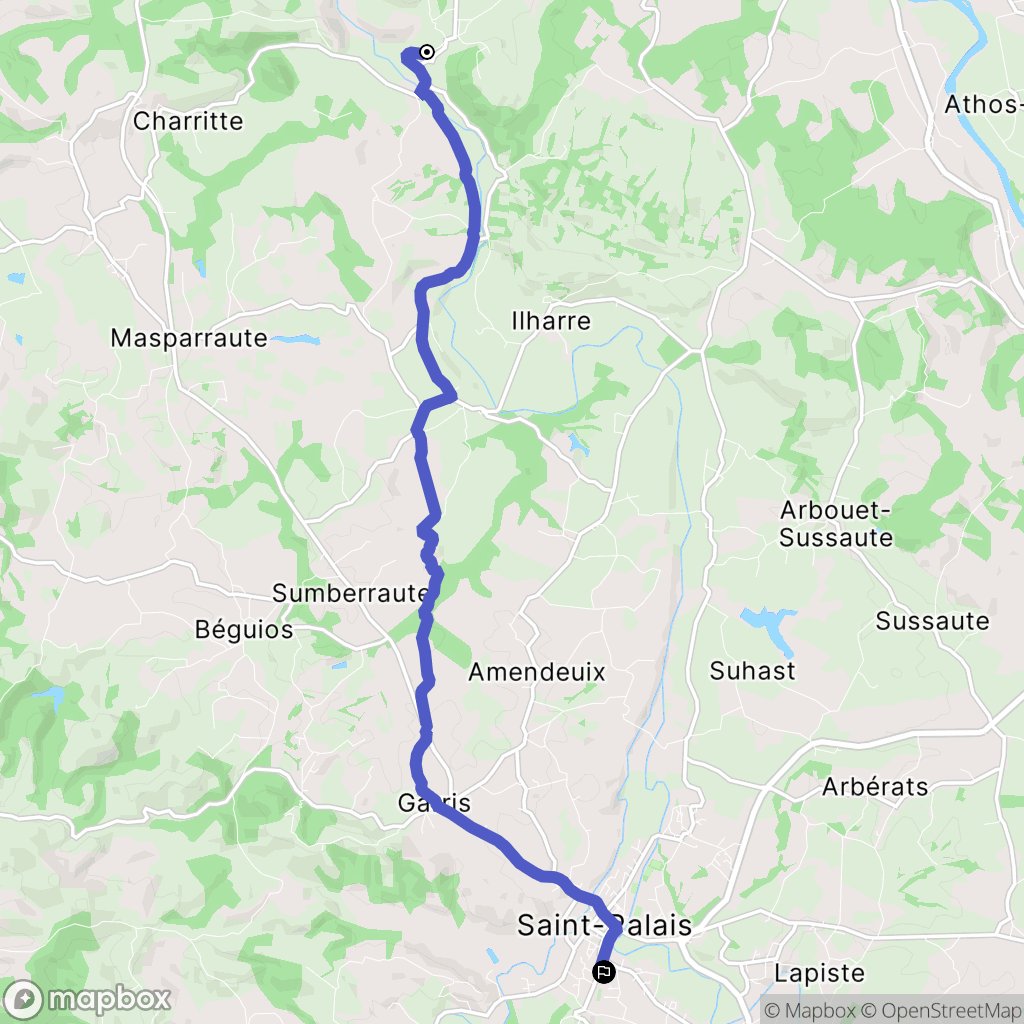 Bergouey-Viellenave : carte du parcours de randonnée - France