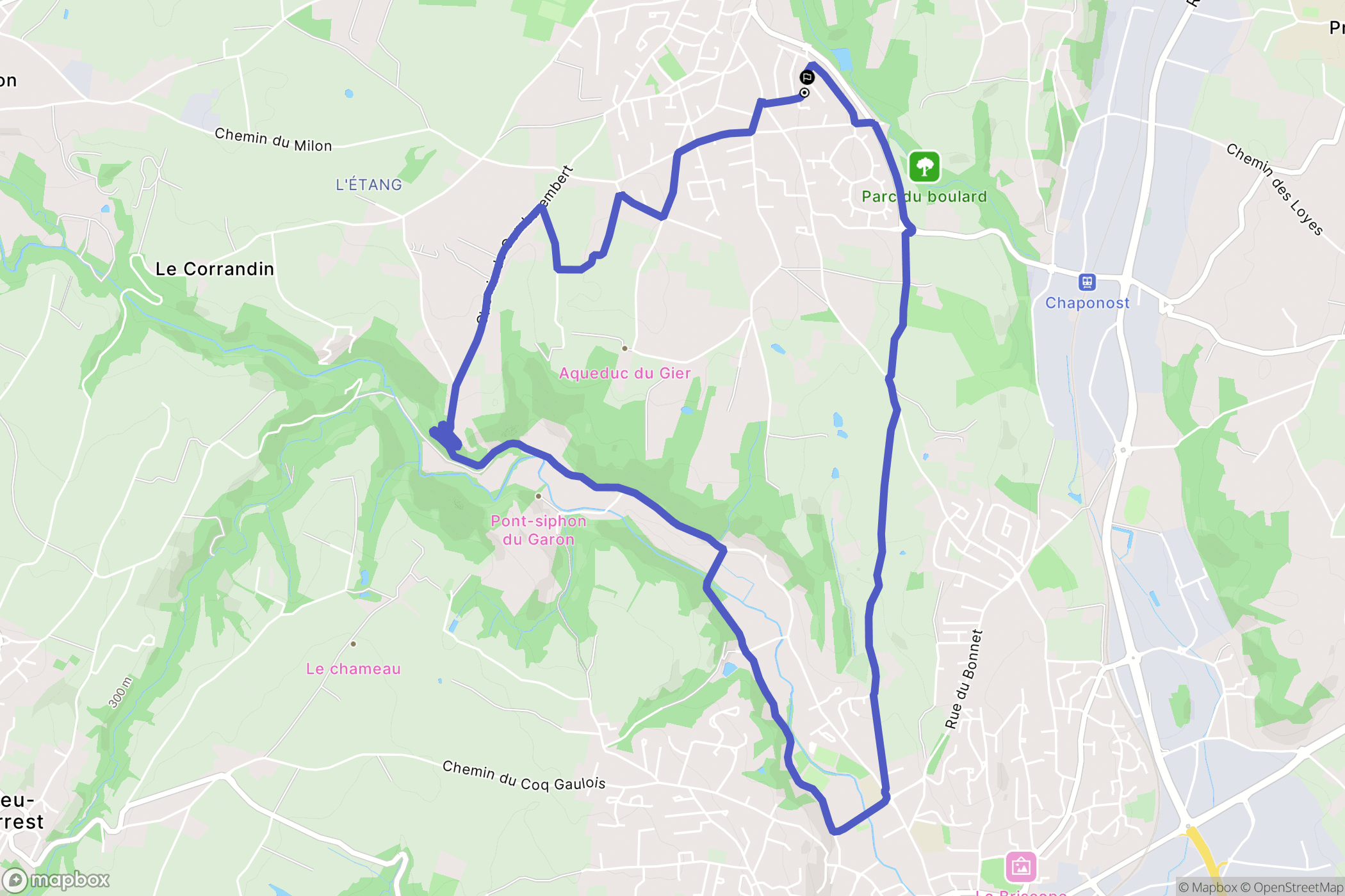 Chaponost : carte du parcours de randonnée - France