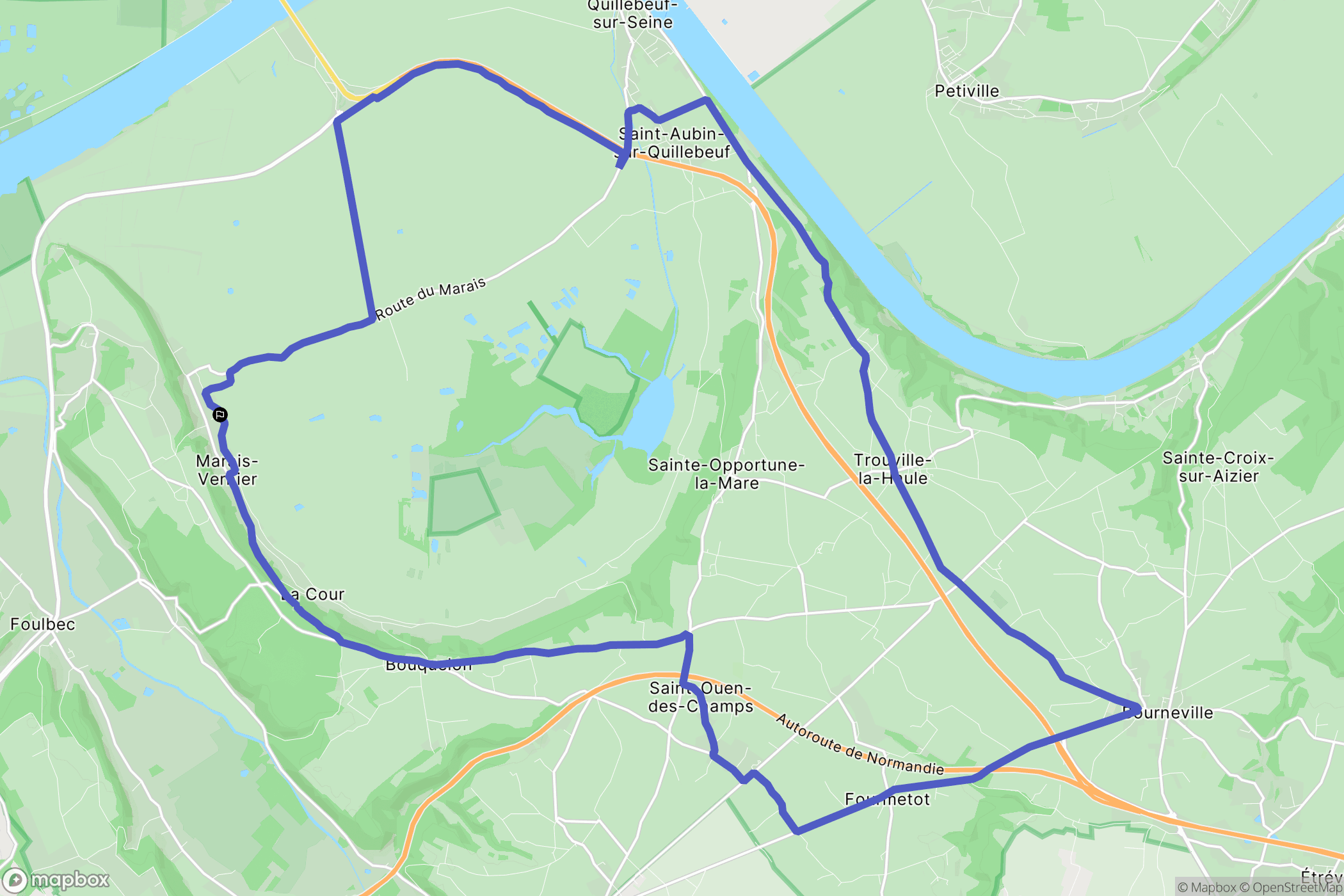 Marais-Vernier : carte du parcours de randonnée - France