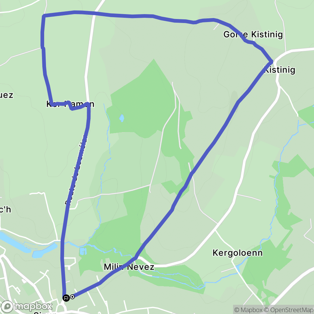 Sizun : carte du parcours de randonnée - France