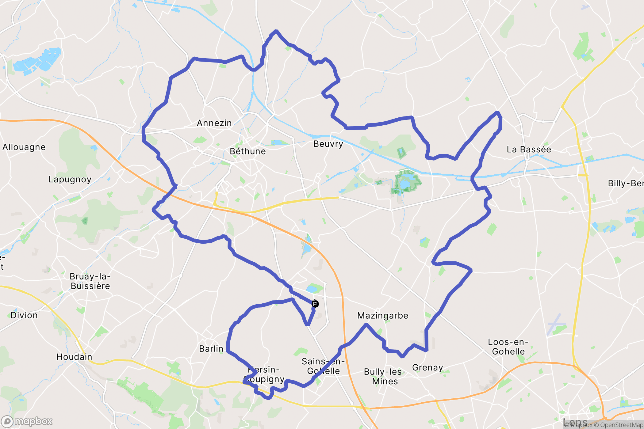 Nœux-les-Mines : carte du parcours de randonnée - France