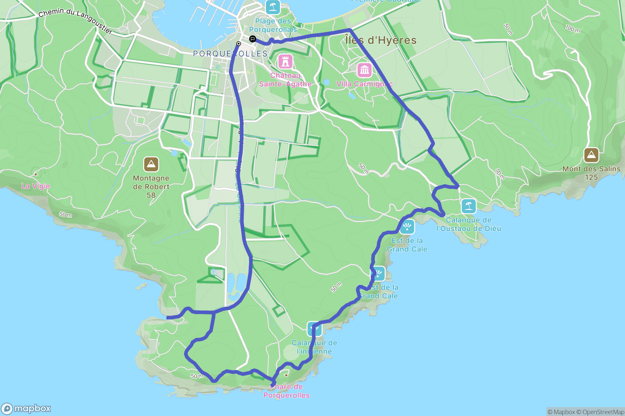 Hyères : carte du parcours de randonnée - France