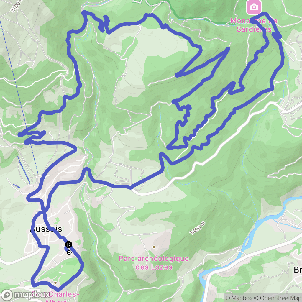Aussois : carte du parcours de randonnée - France