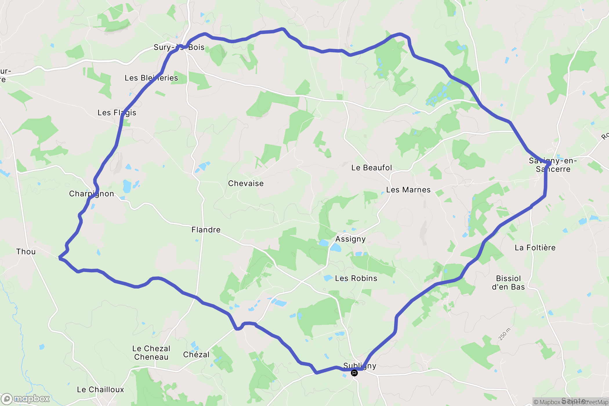 Subligny : carte du parcours de randonnée - France