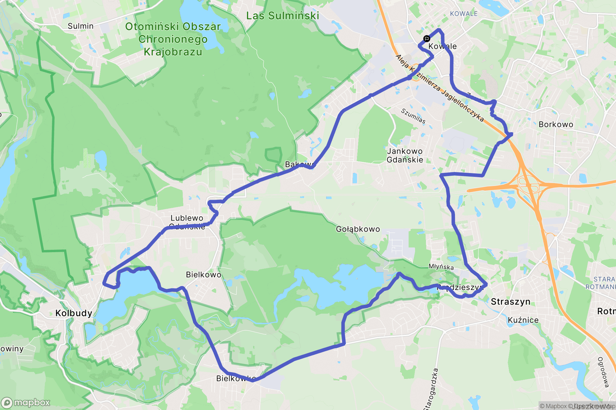 Kowale: mapa trasy - Poland