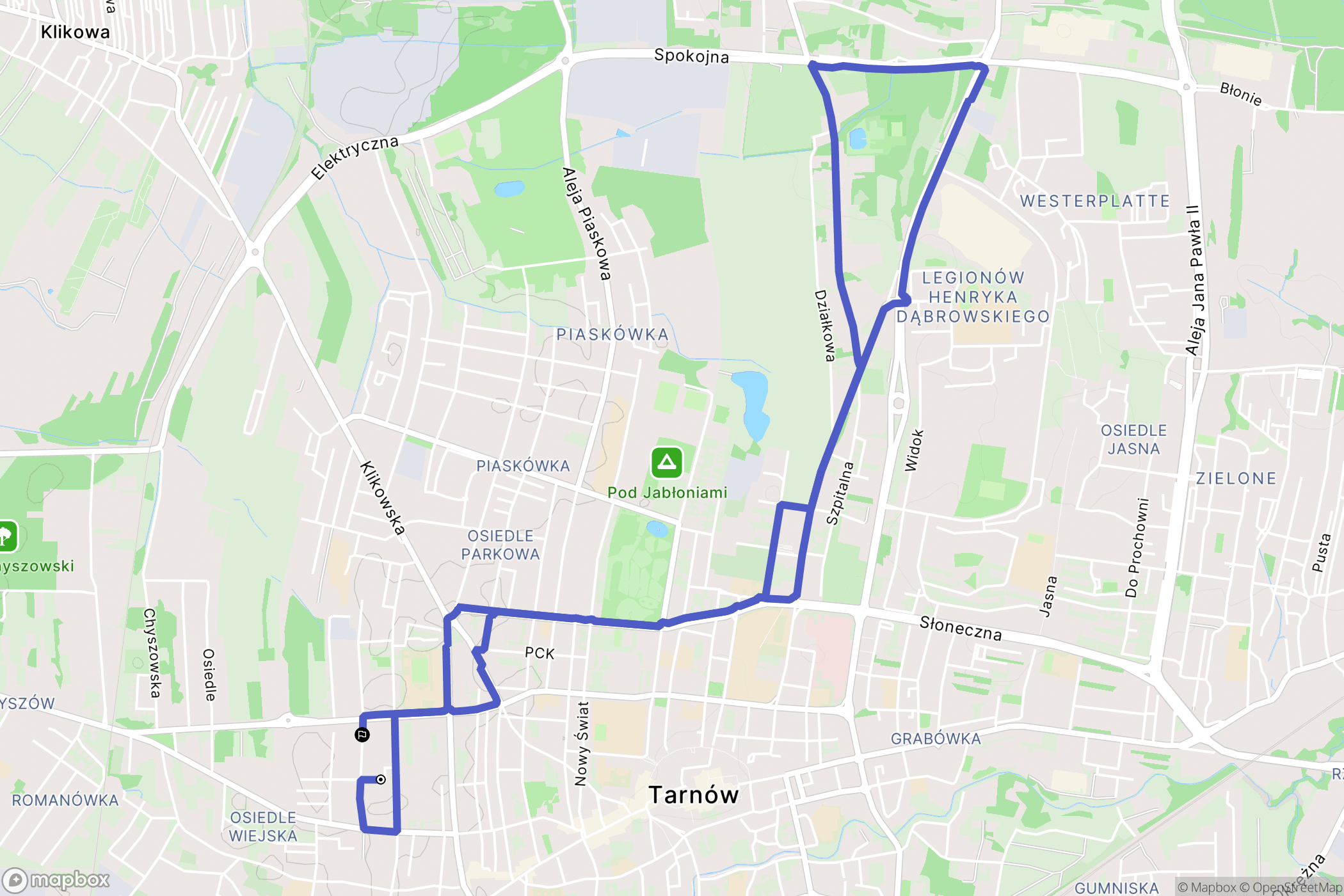 Tarnów: mapa trasy - Poland