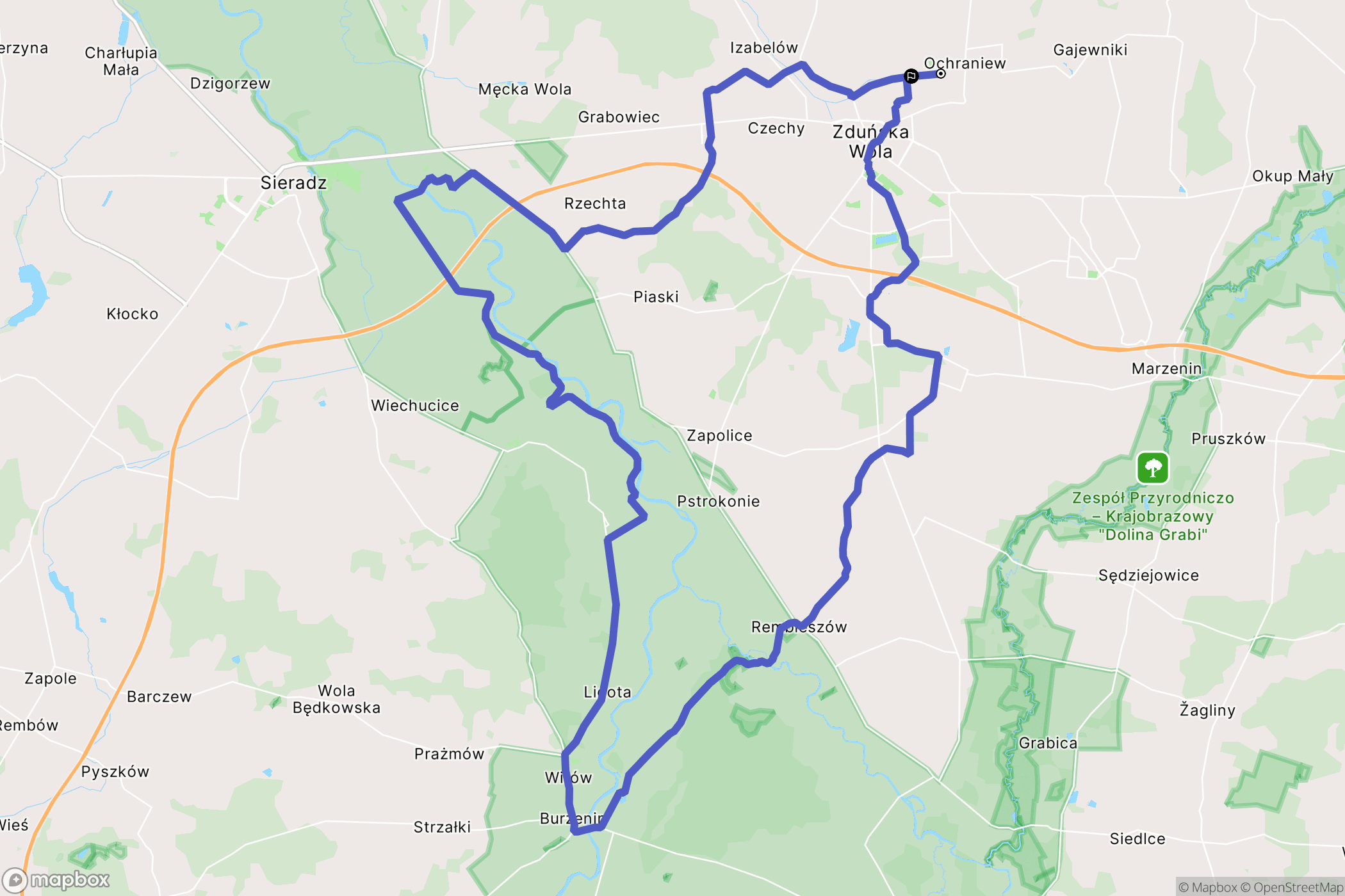 Janiszewice: mapa trasy - Poland