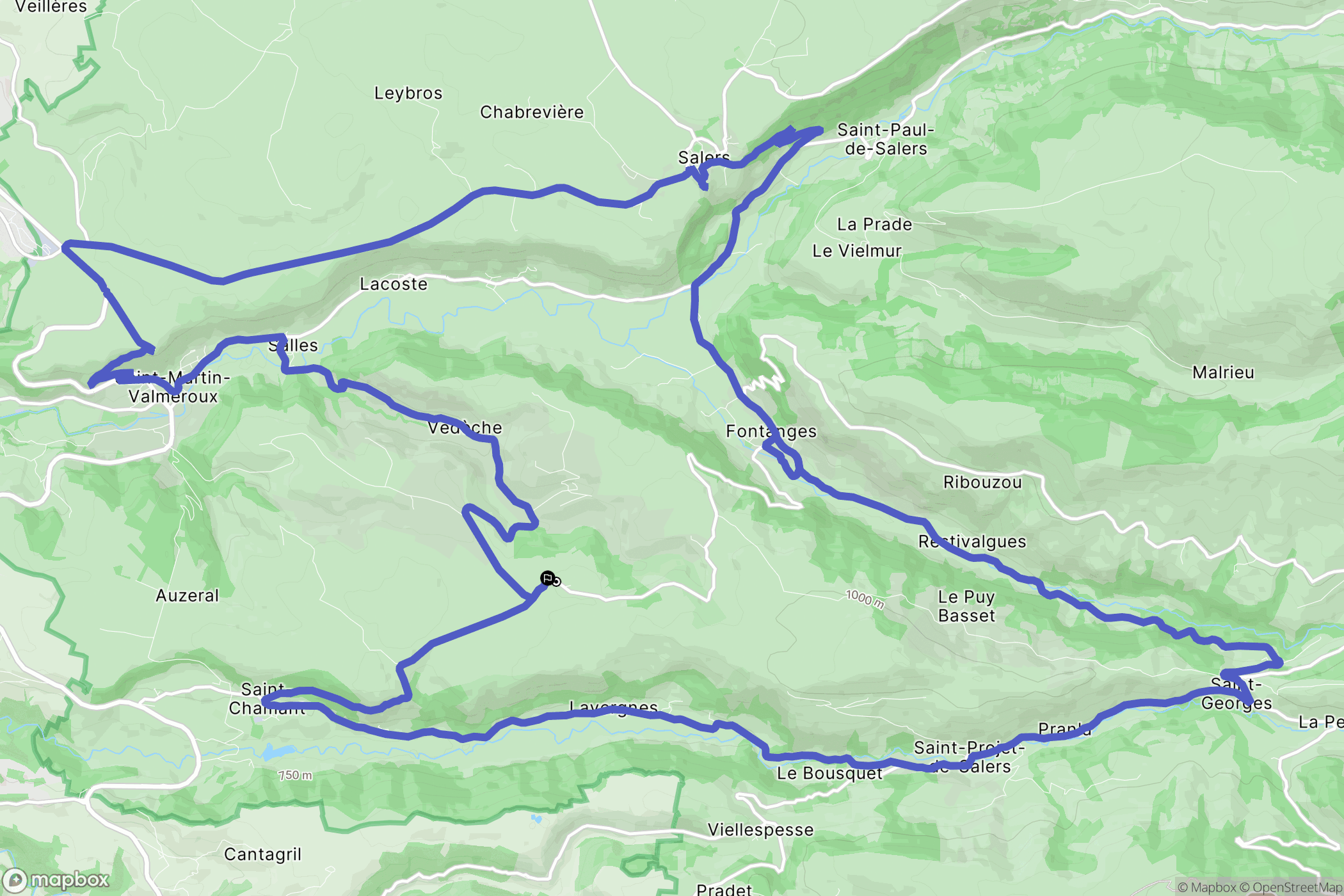 Saint-Martin-Valmeroux : carte du parcours de randonnée - France