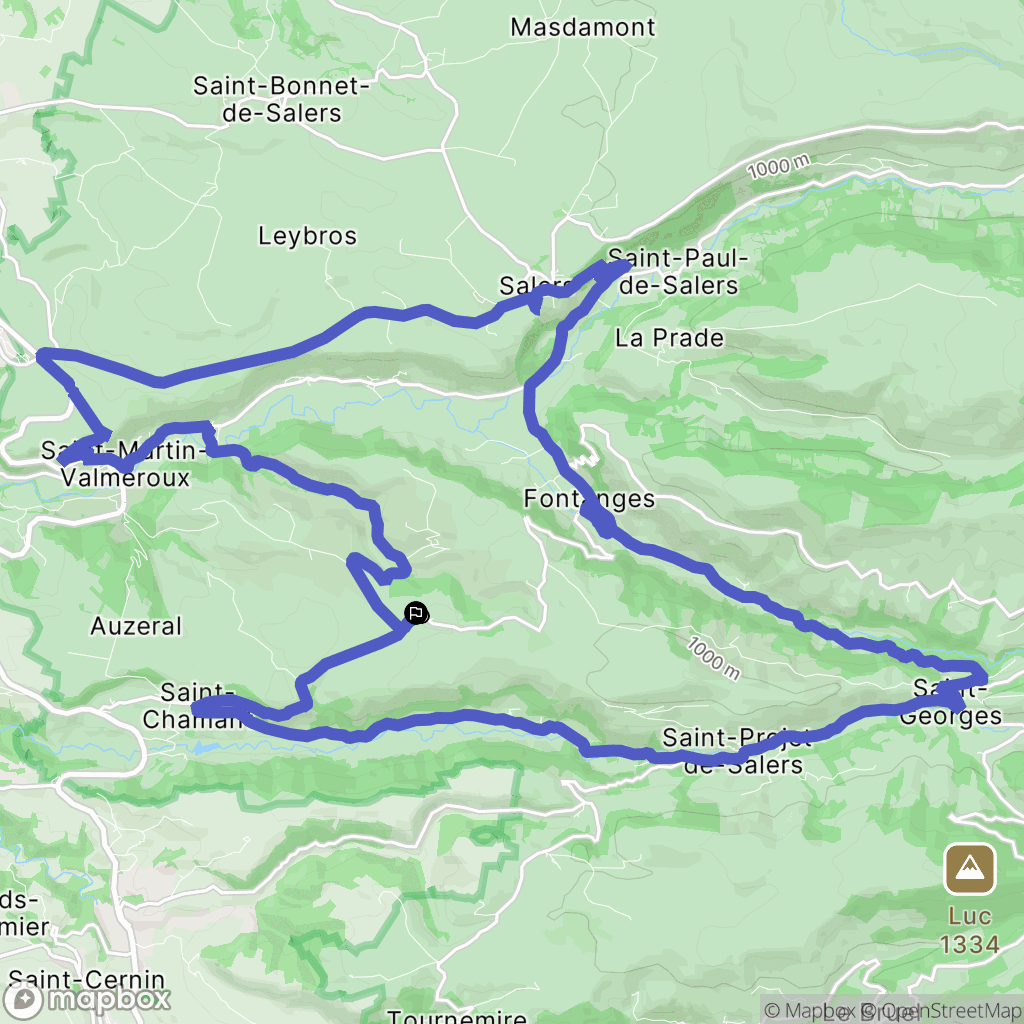 Saint-Martin-Valmeroux : carte du parcours de randonnée - France