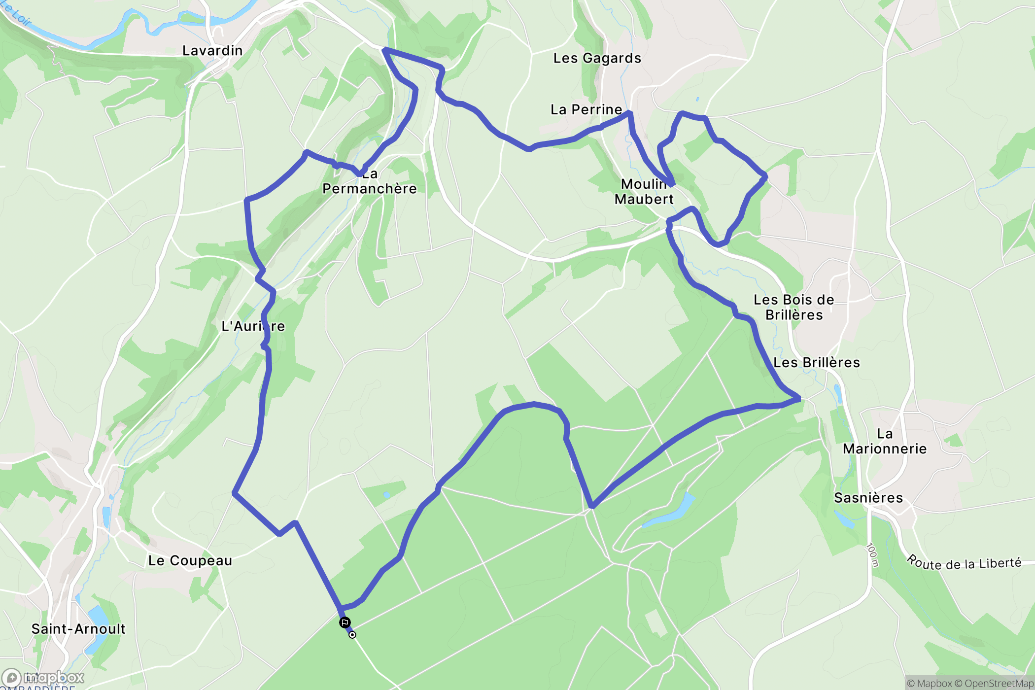 Prunay-Cassereau : carte du parcours de randonnée - France