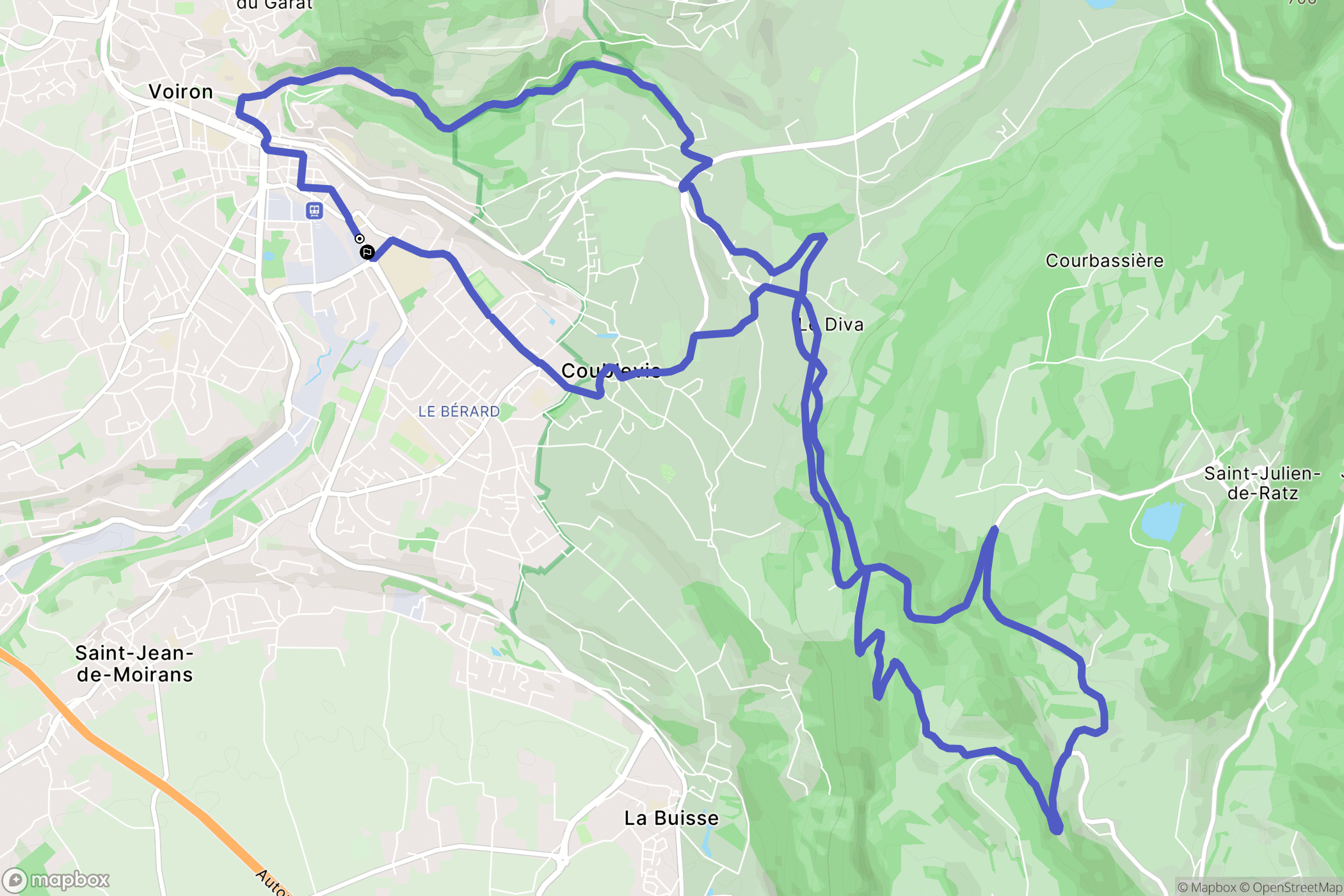 Voiron : carte du parcours de randonnée - France