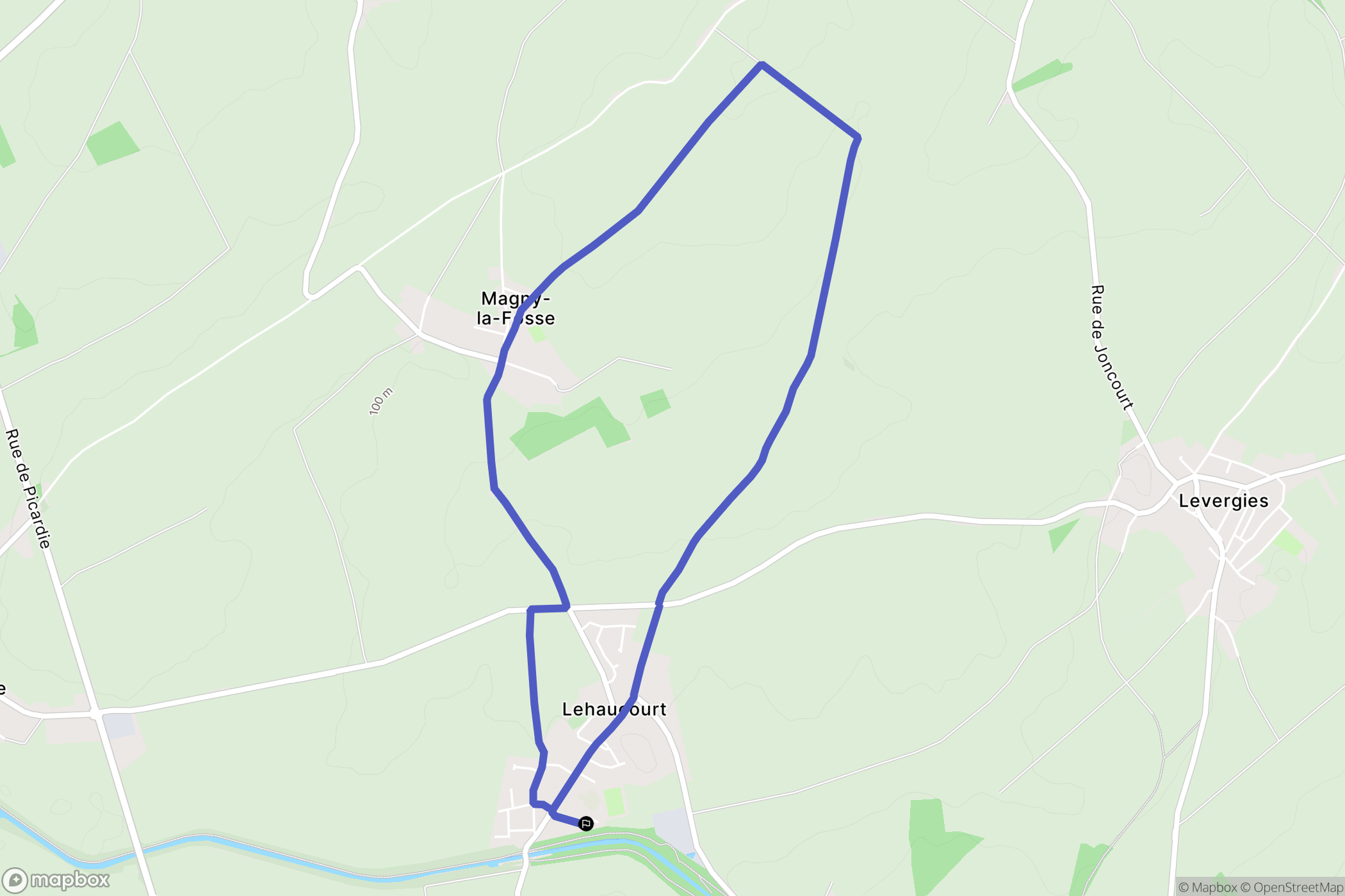 Lehaucourt : carte du parcours de randonnée - France