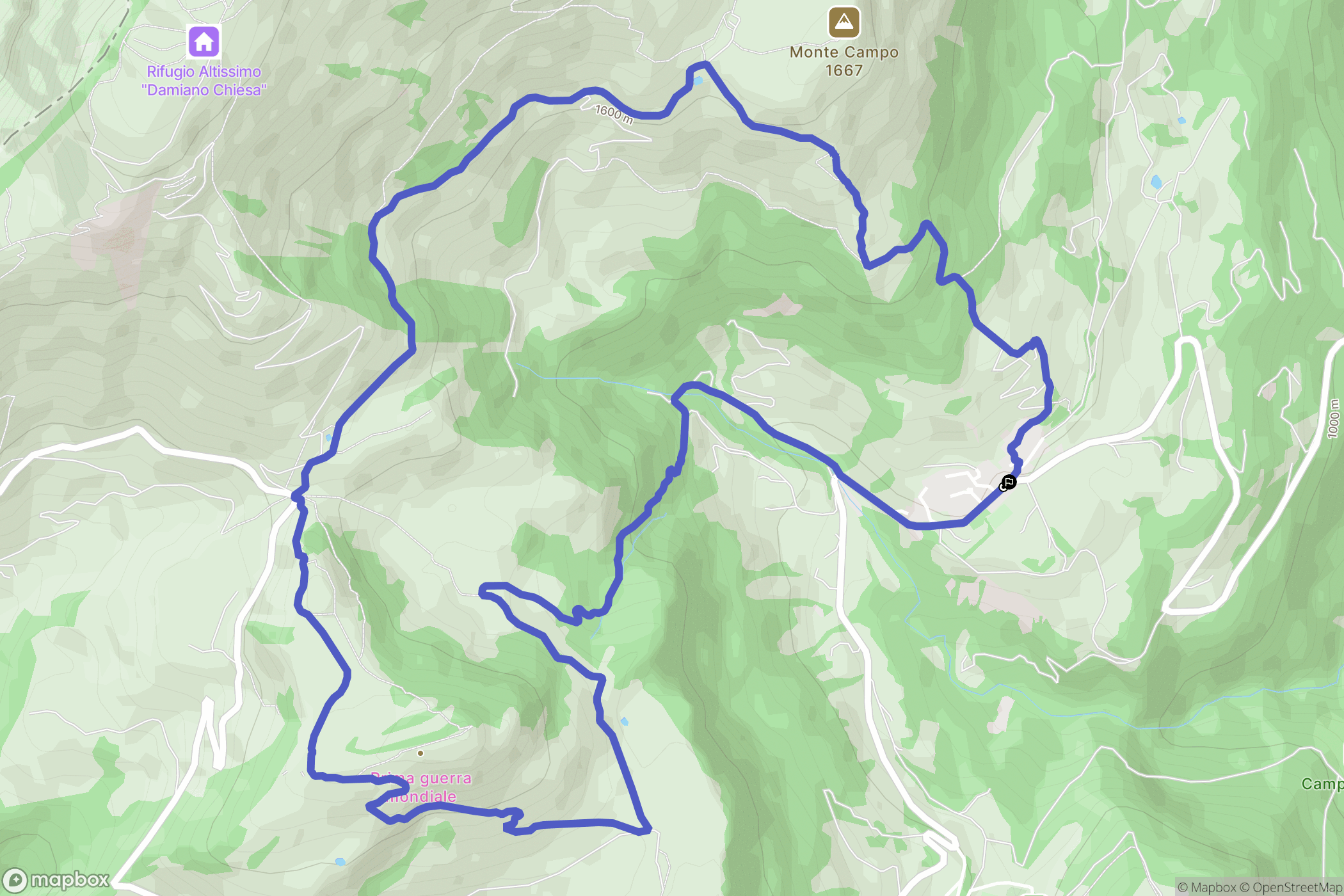 Brentonico : carte du parcours de randonnée - Italy
