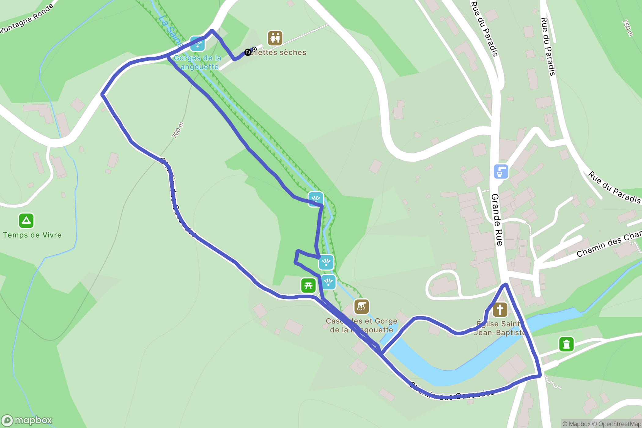 Les Planches-en-Montagne : carte du parcours de randonnée - France