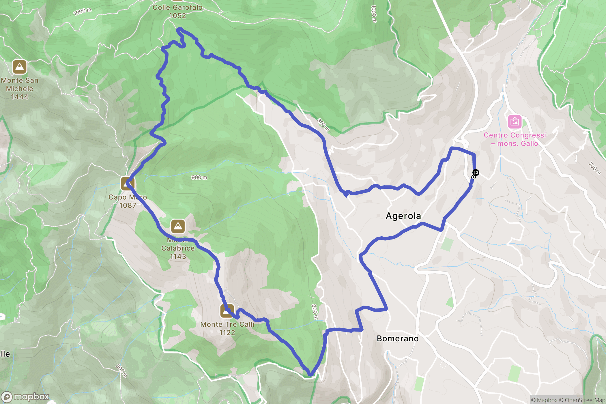 Pianillo : carte du parcours de randonnée - Italy