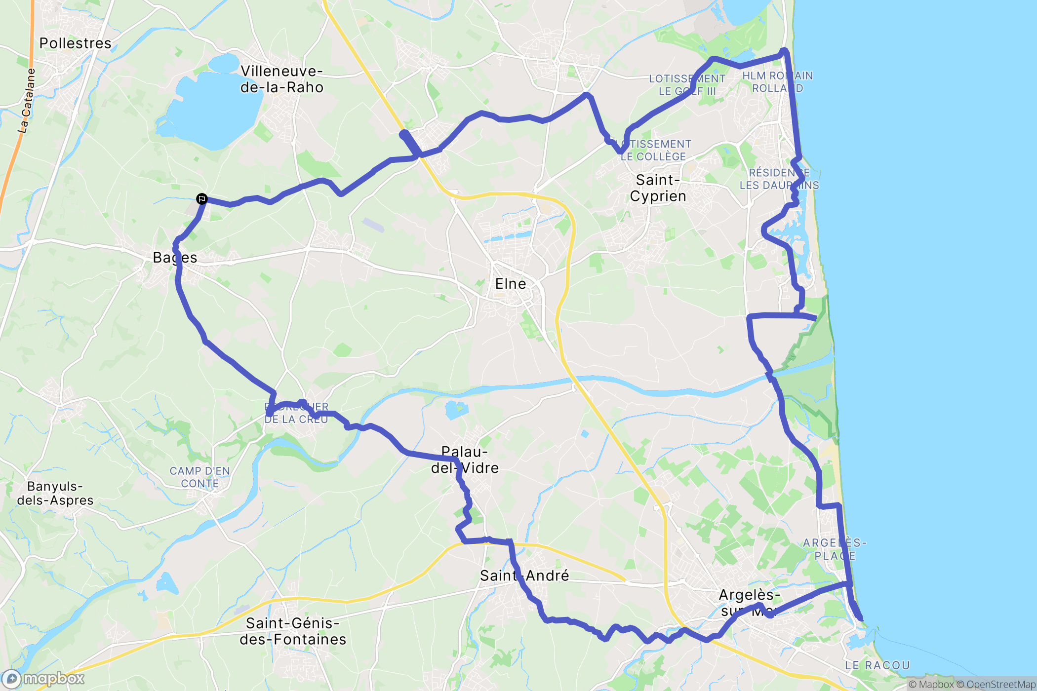 Bages : carte du parcours de randonnée - France