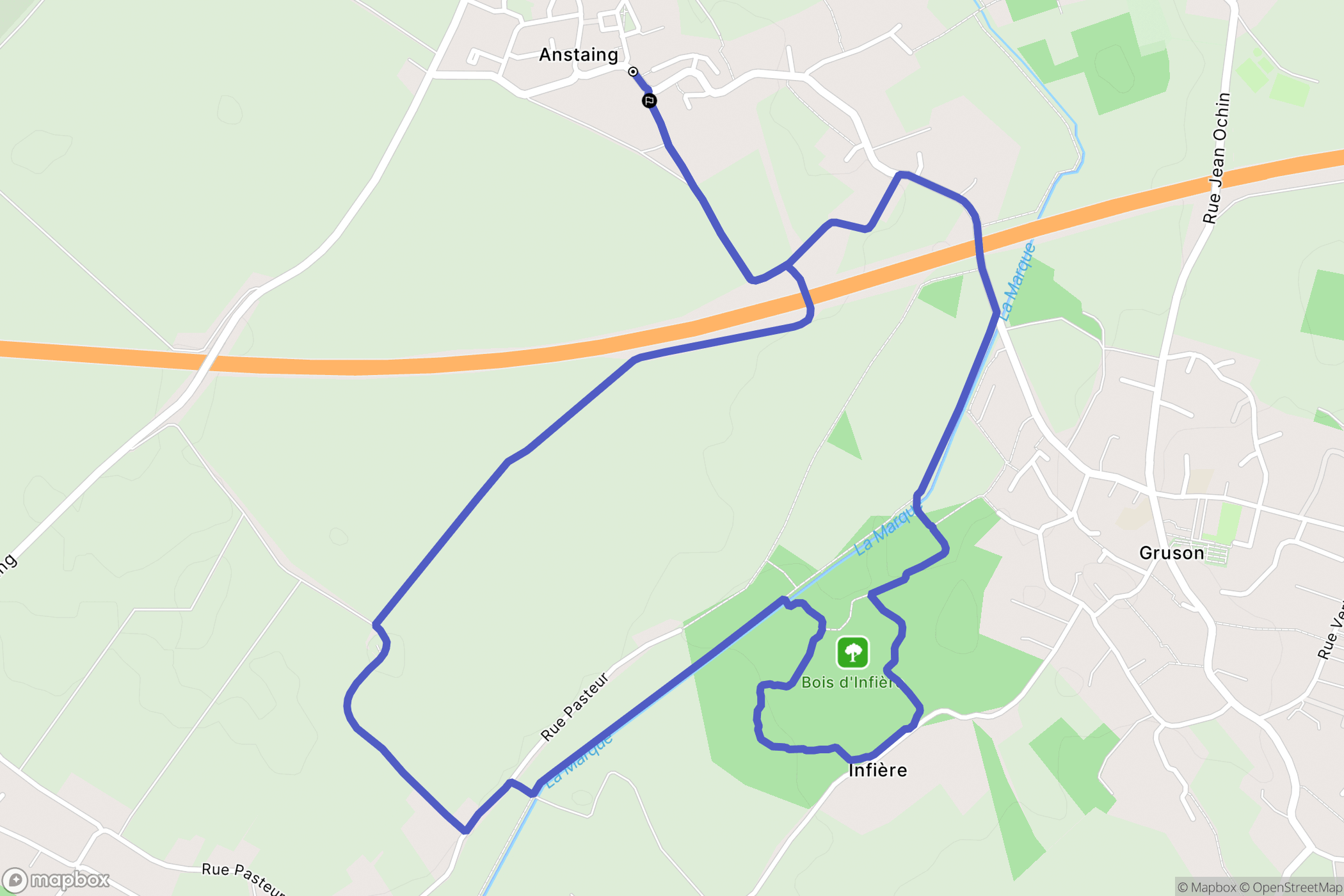 Anstaing : carte du parcours de randonnée - France