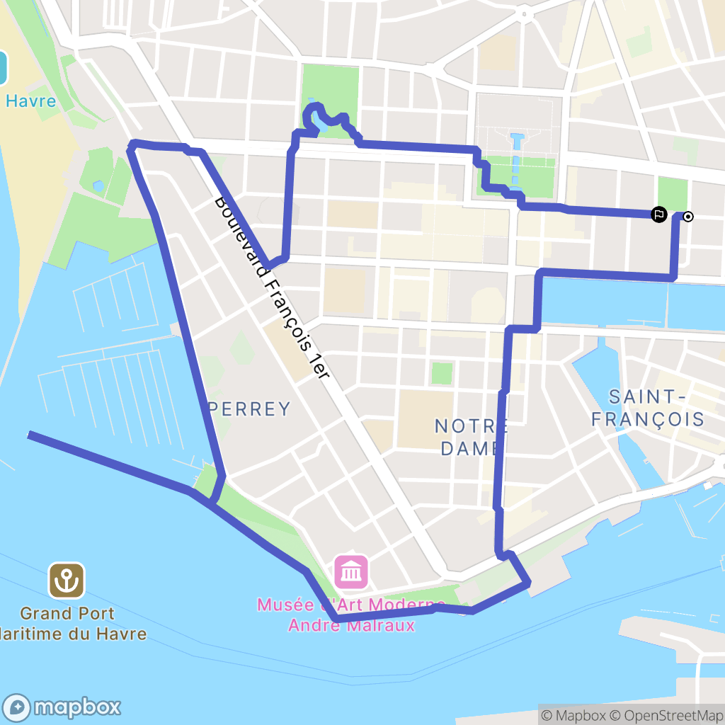 Le Havre : carte du parcours de randonnée - France