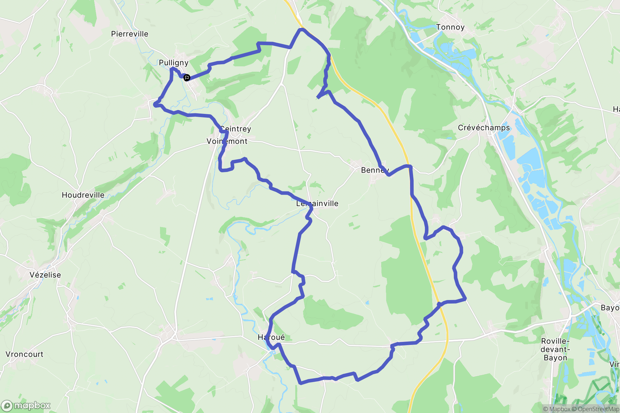 Pulligny : carte du parcours de randonnée - France