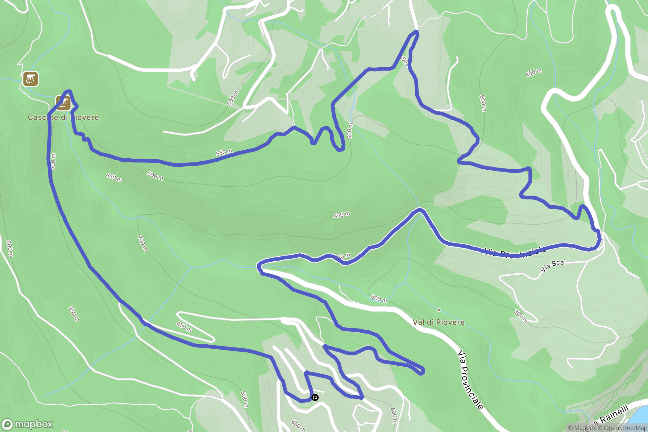 Piovere : carte du parcours de randonnée - Italy
