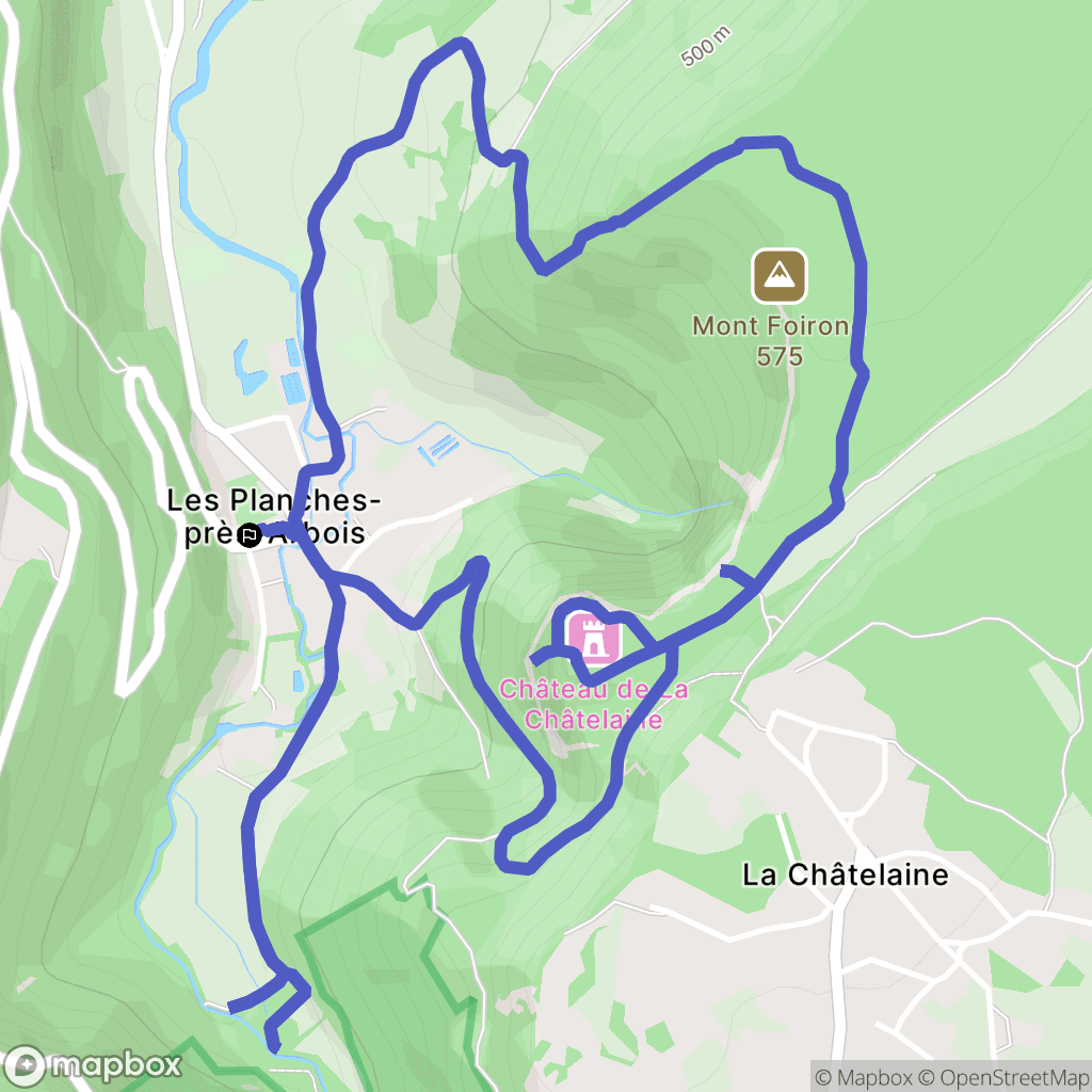 Les Planches-près-Arbois : carte du parcours de randonnée - France