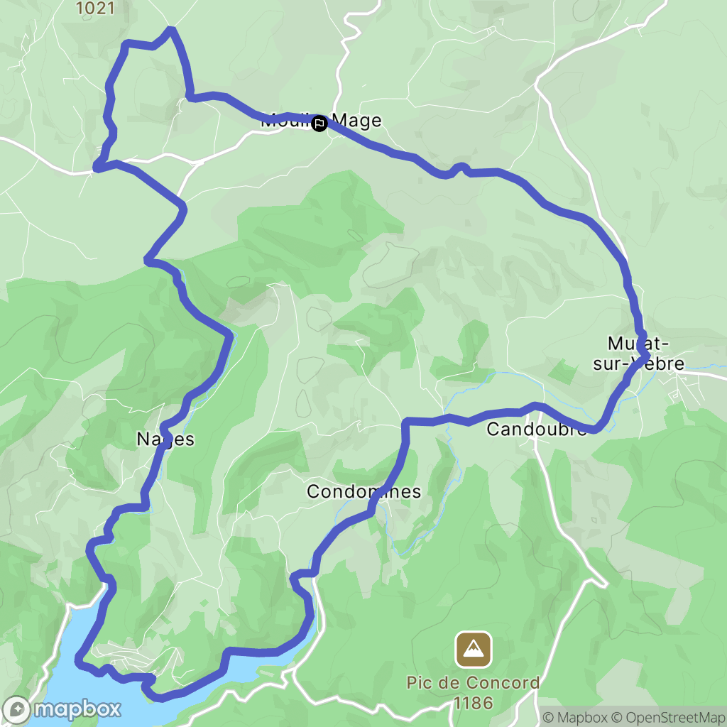 Moulin-Mage : carte du parcours de randonnée - France