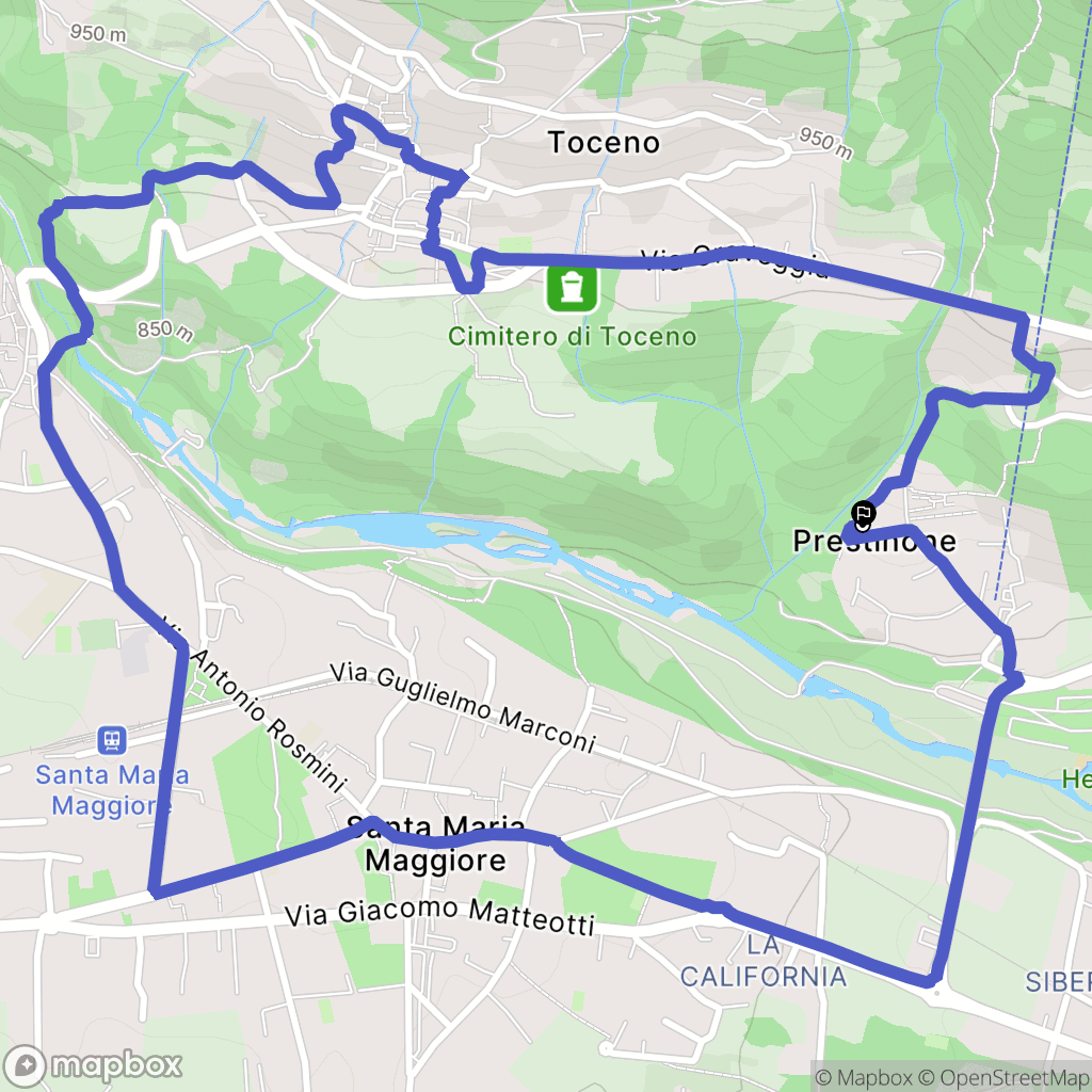 Prestinone : carte du parcours de randonnée - Italy