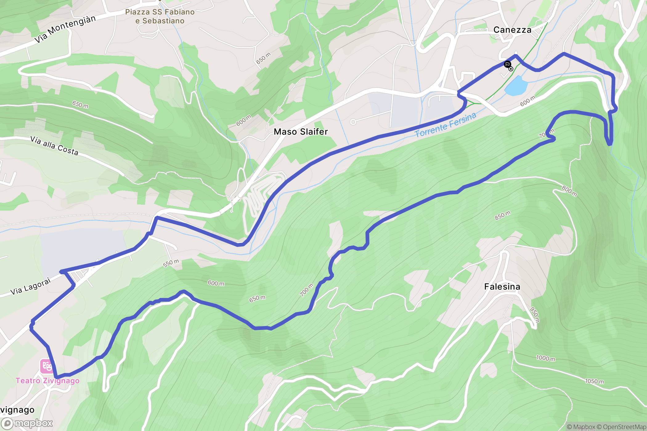 Canezza : carte du parcours de randonnée - Italy