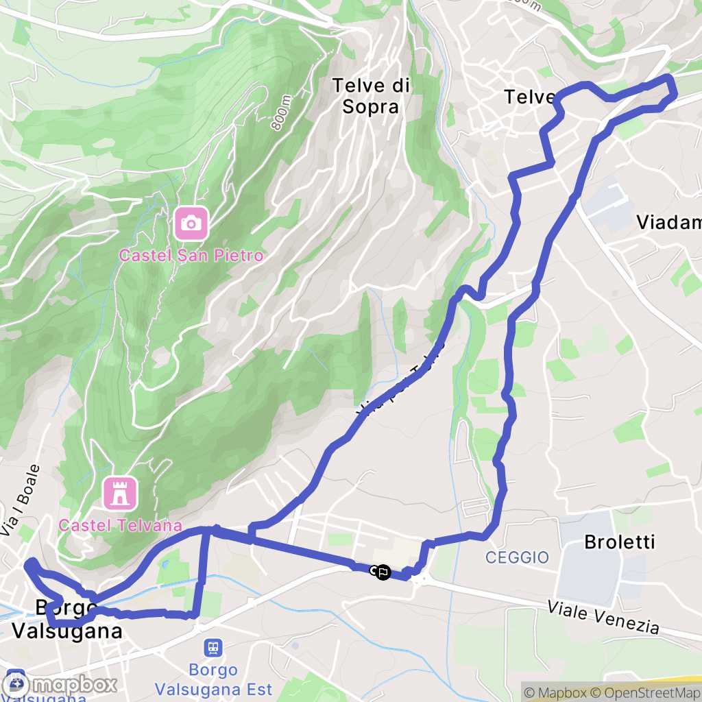 Borgo Valsugana : carte du parcours de randonnée - Italy
