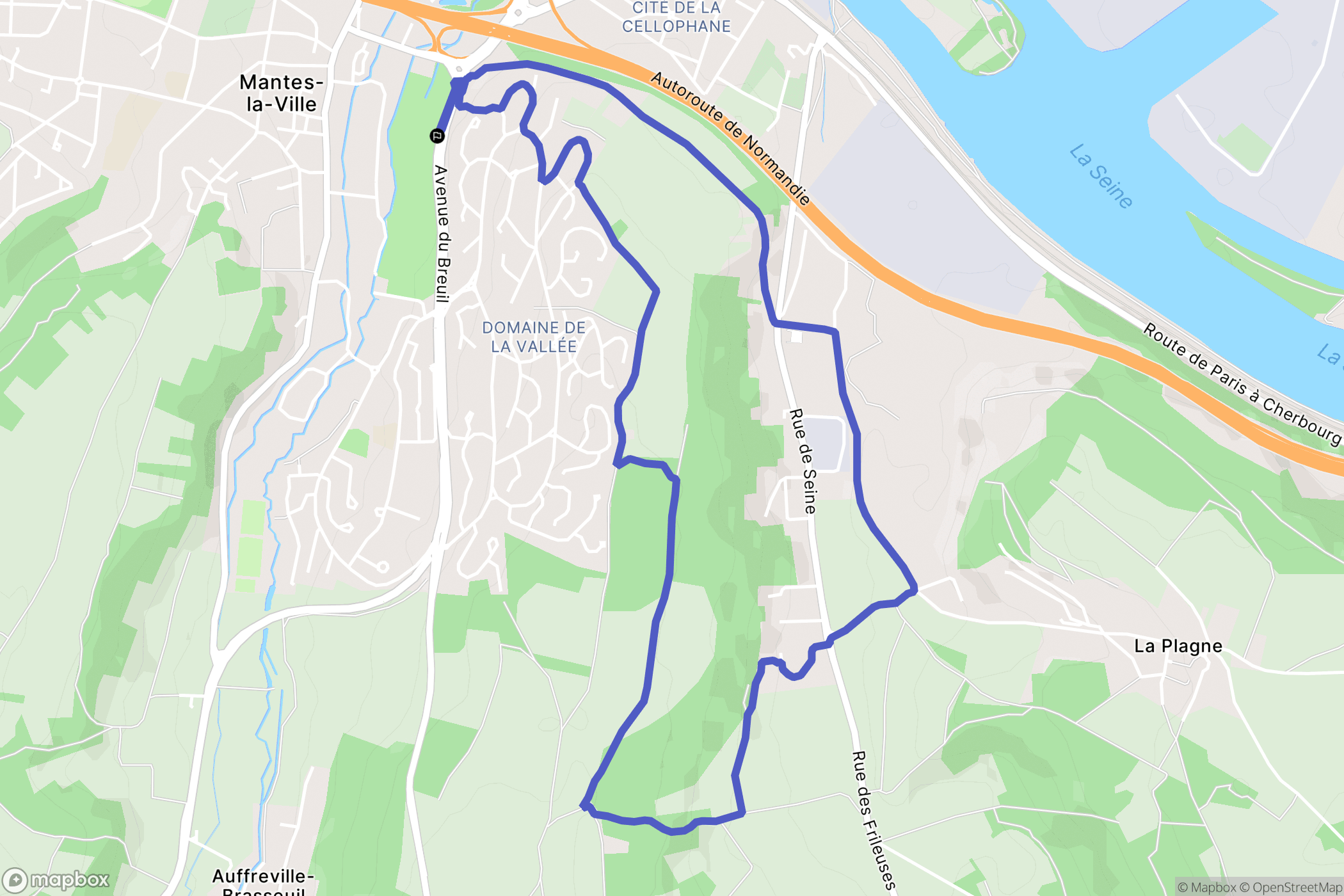 Mantes-la-Ville : carte du parcours de randonnée - France