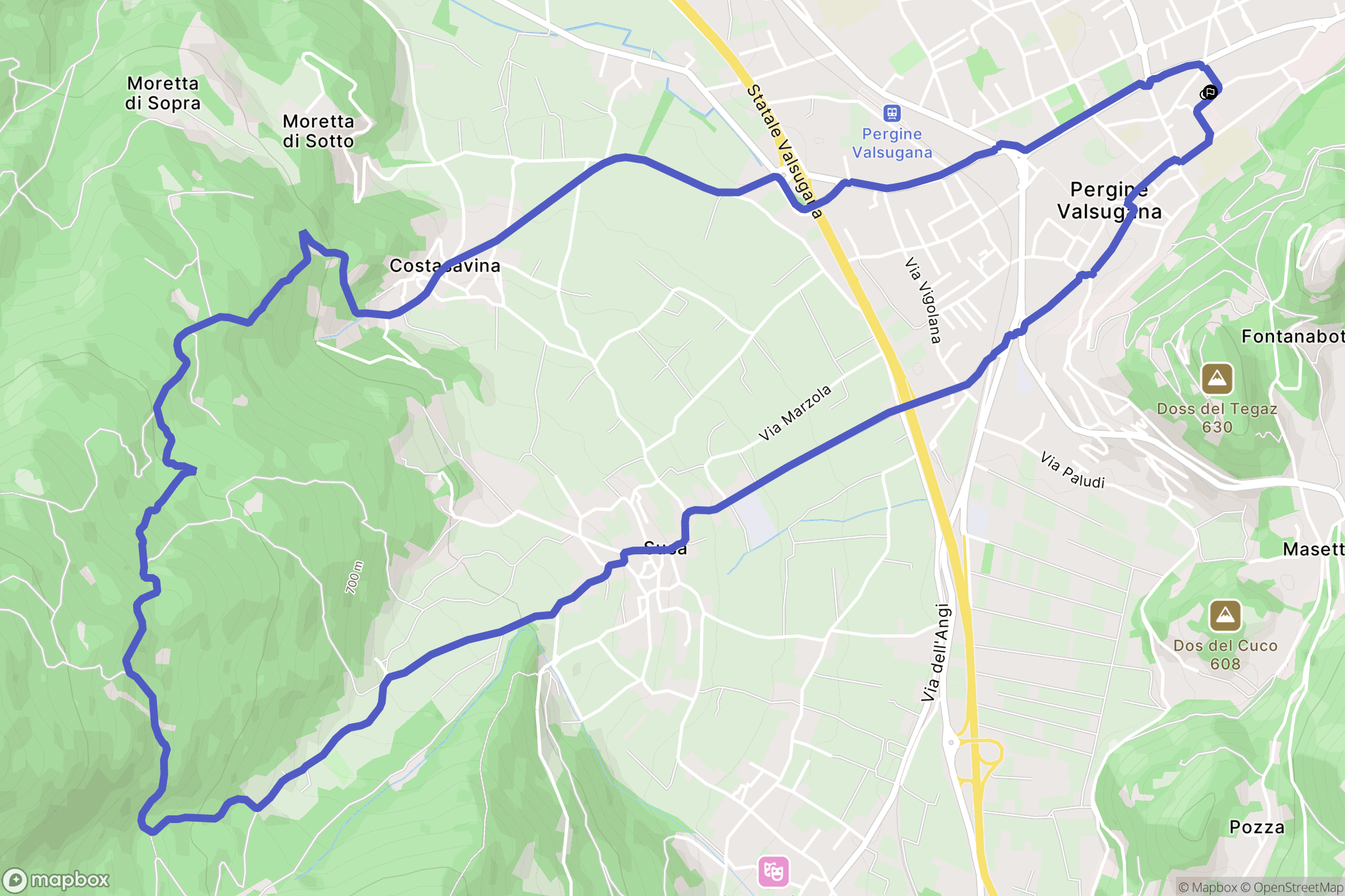 Pergine Valsugana : carte du parcours de randonnée - Italy