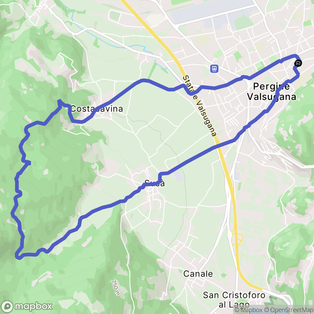 Pergine Valsugana : carte du parcours de randonnée - Italy