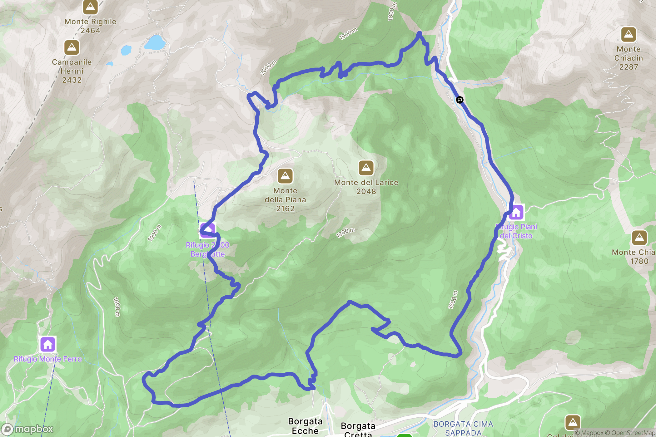  : carte du parcours de randonnée - Italy