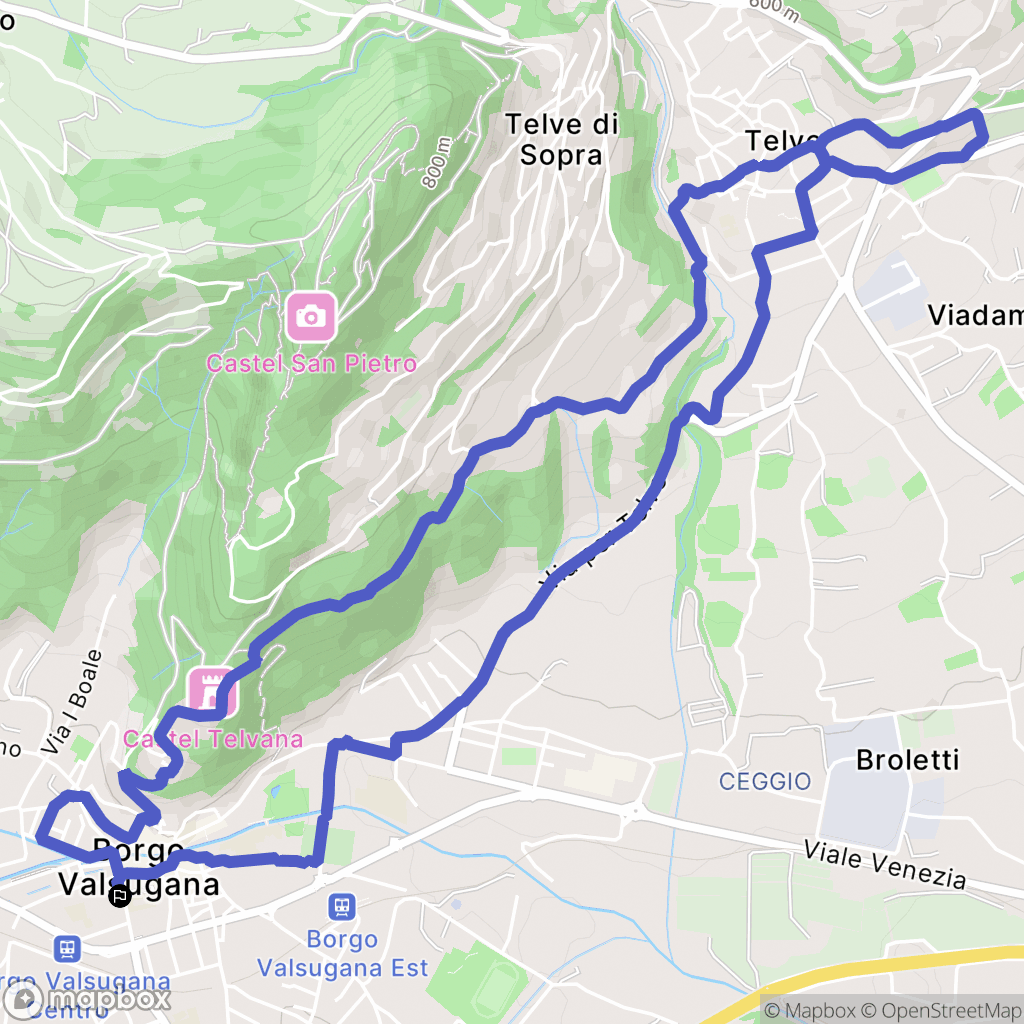 Borgo Valsugana : carte du parcours de randonnée - Italy