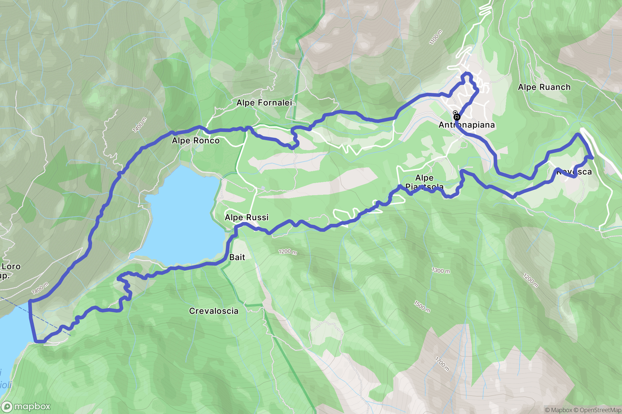 Antronapiana : carte du parcours de randonnée - Italy