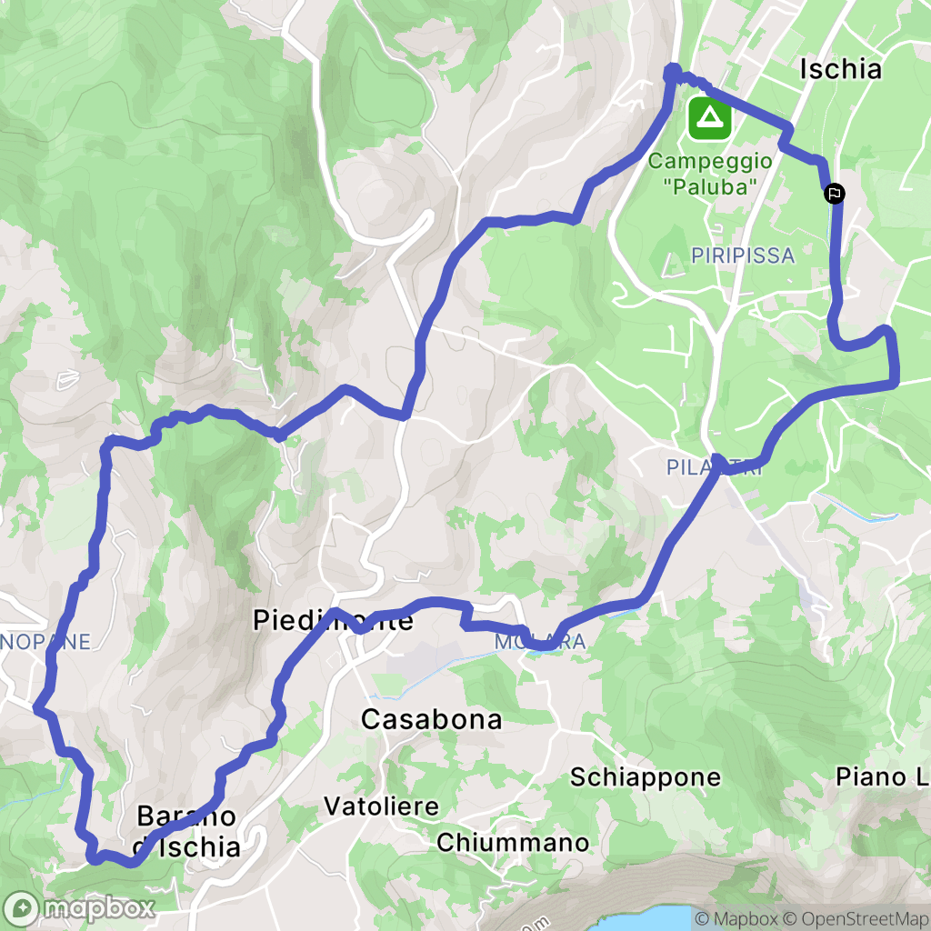 Ischia : carte du parcours de randonnée - Italy