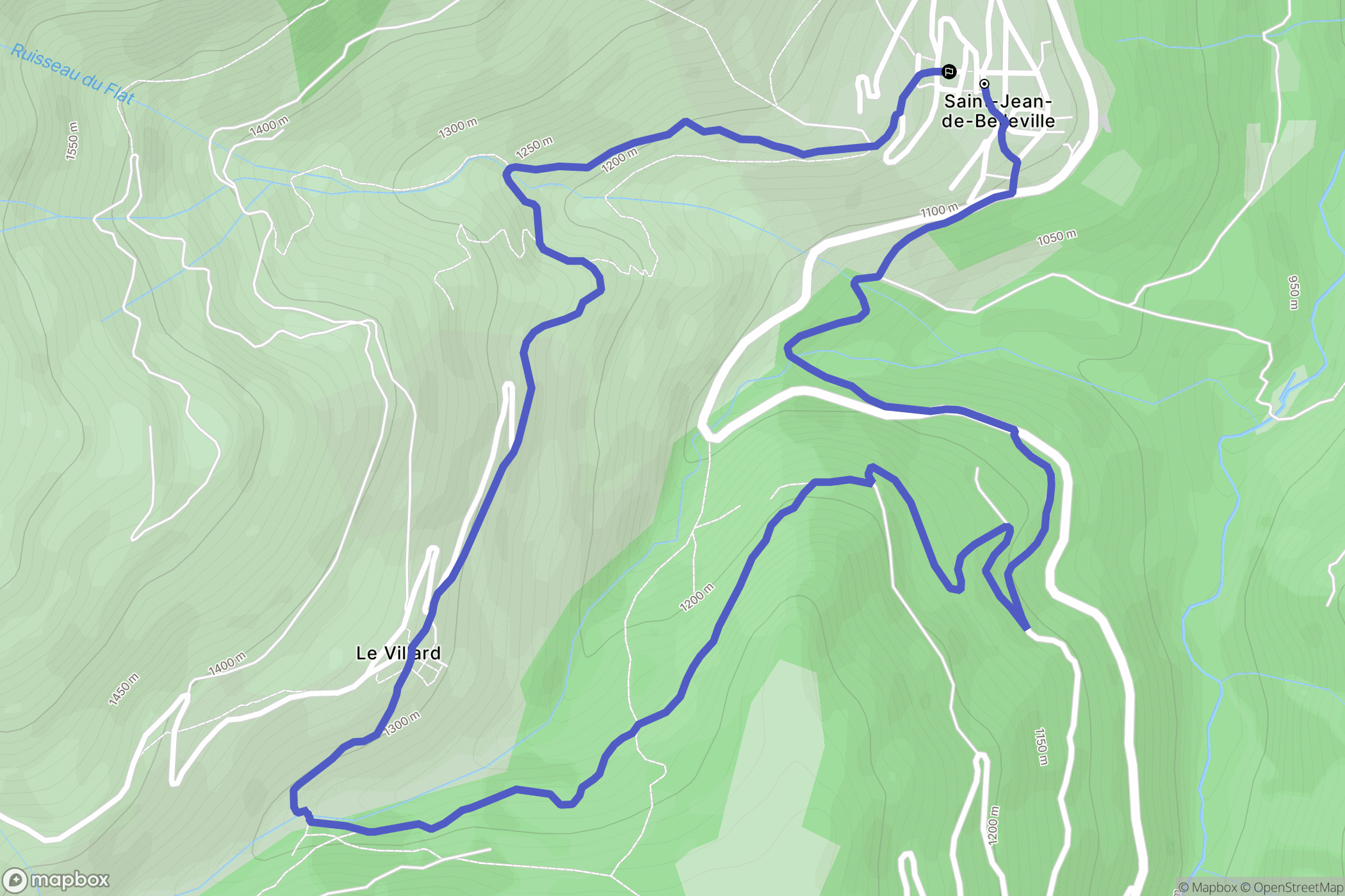 Les Belleville : carte du parcours de randonnée - France