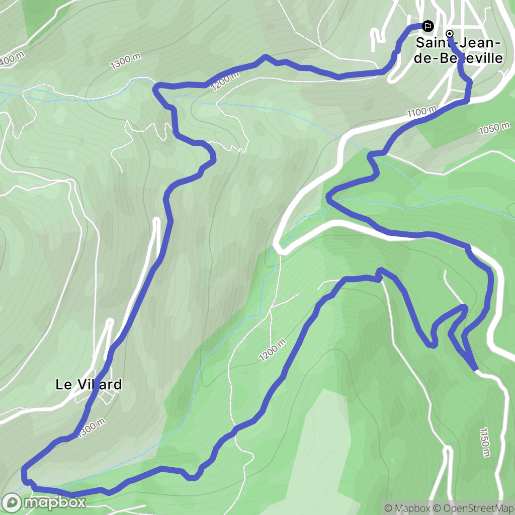 Les Belleville : carte du parcours de randonnée - France