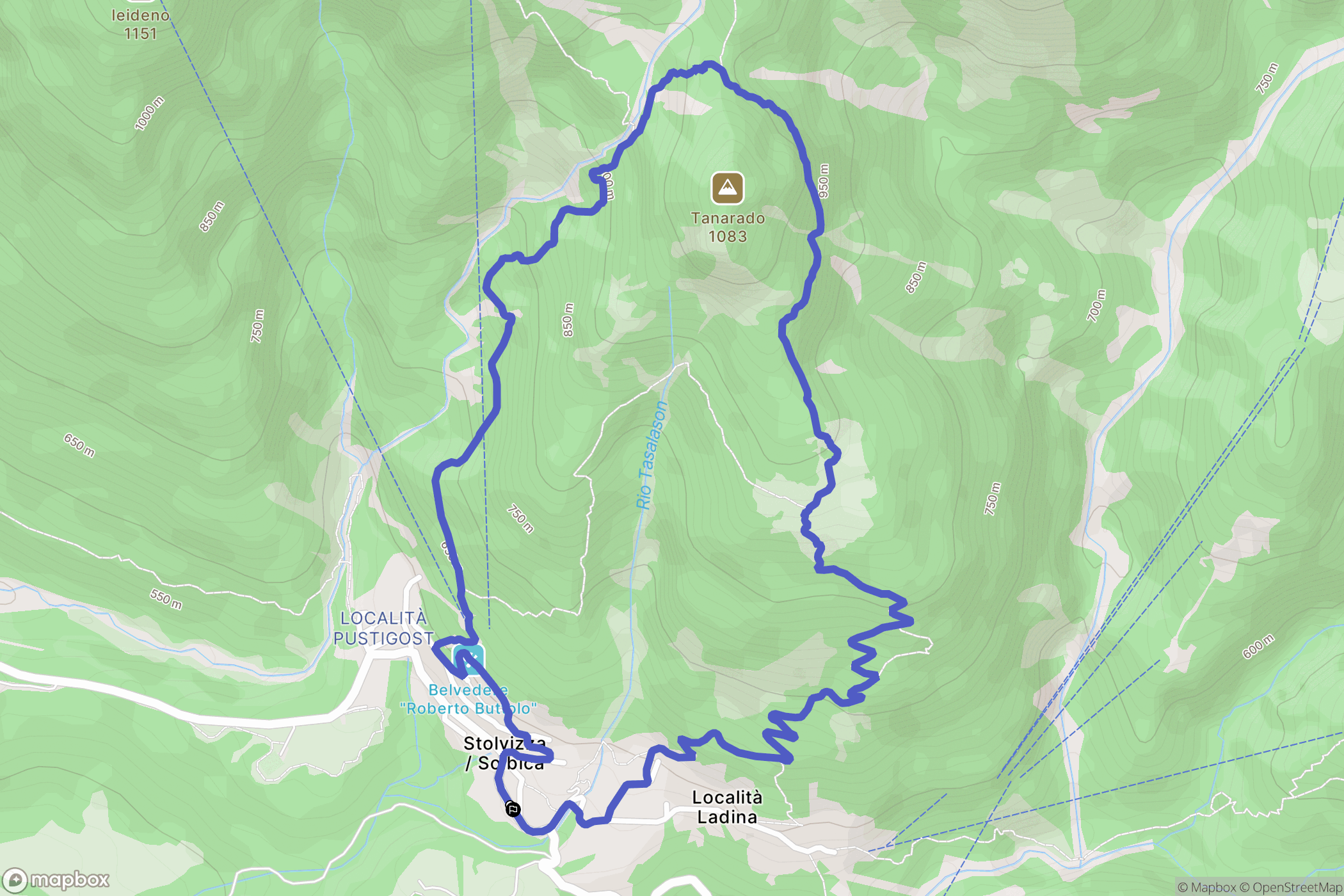 Stolvizza : carte du parcours de randonnée - Italy