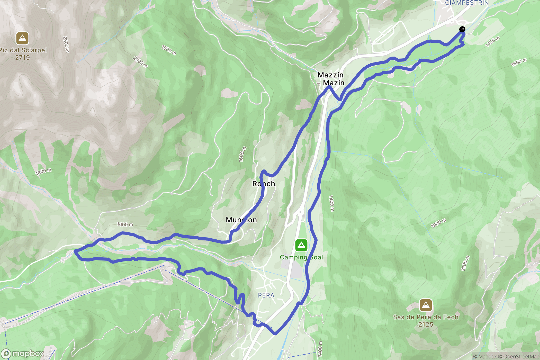 Campestrin : carte du parcours de randonnée - Italy