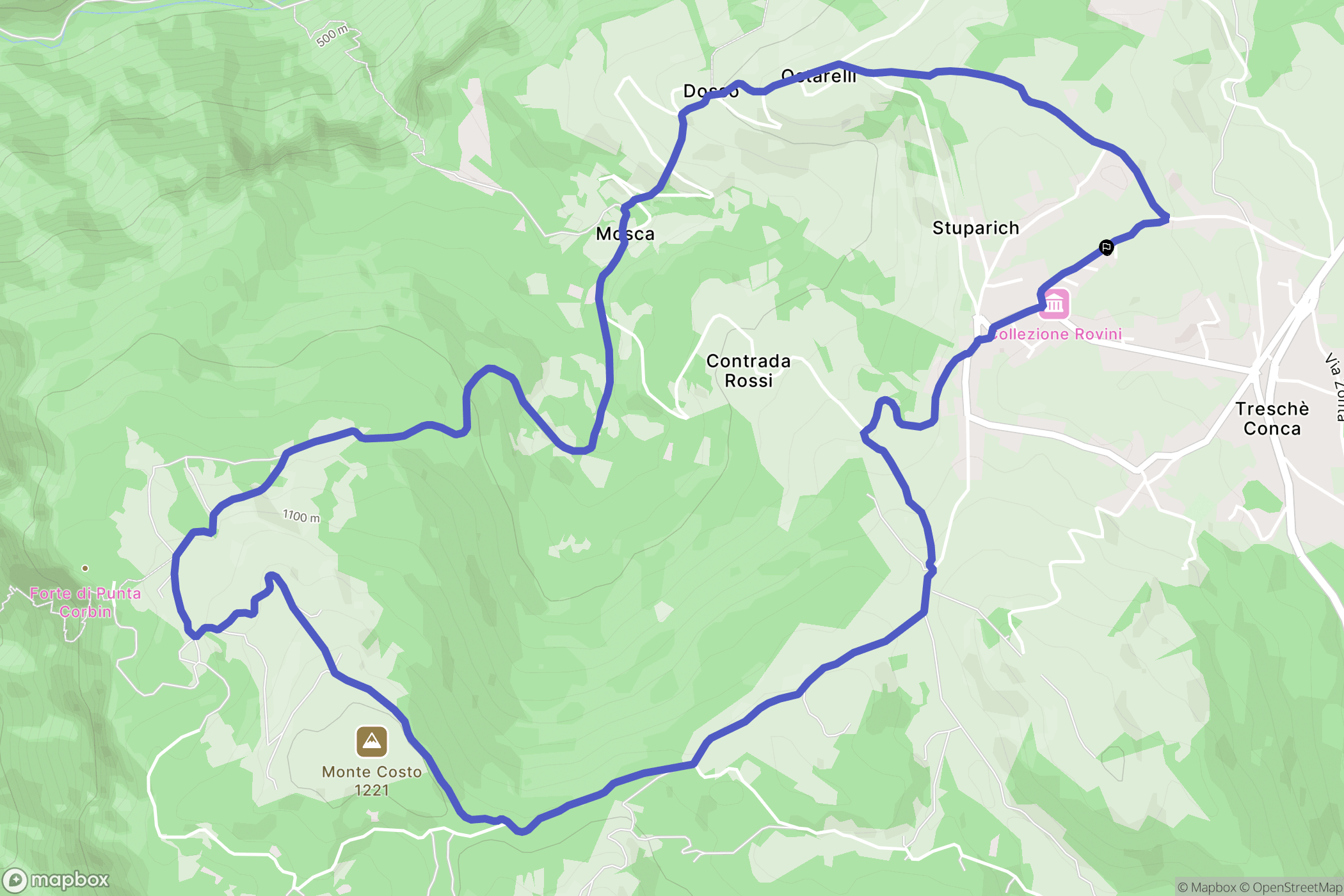 Roana : carte du parcours de randonnée - Italy