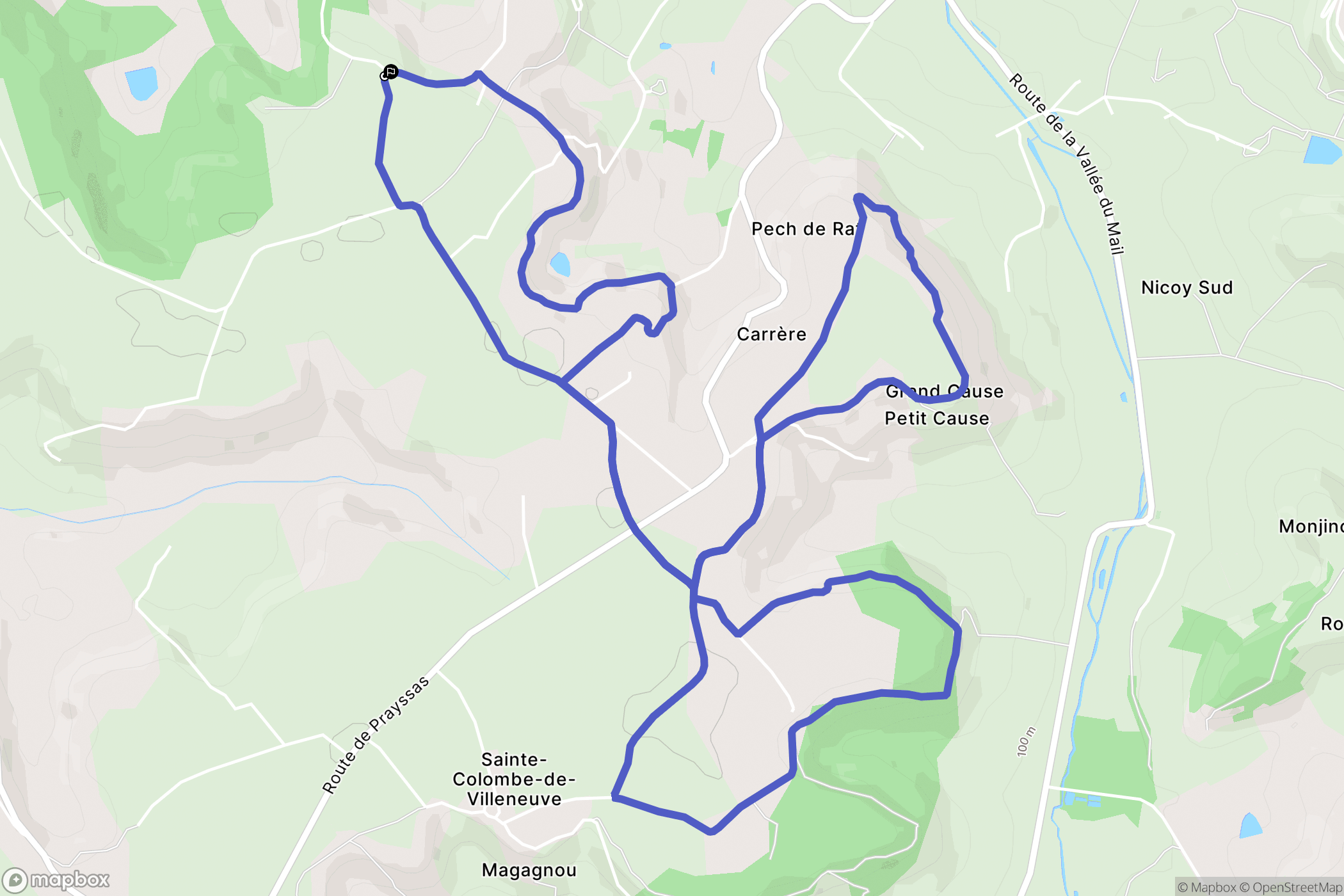 Sainte-Colombe-de-Villeneuve : carte du parcours de randonnée - France