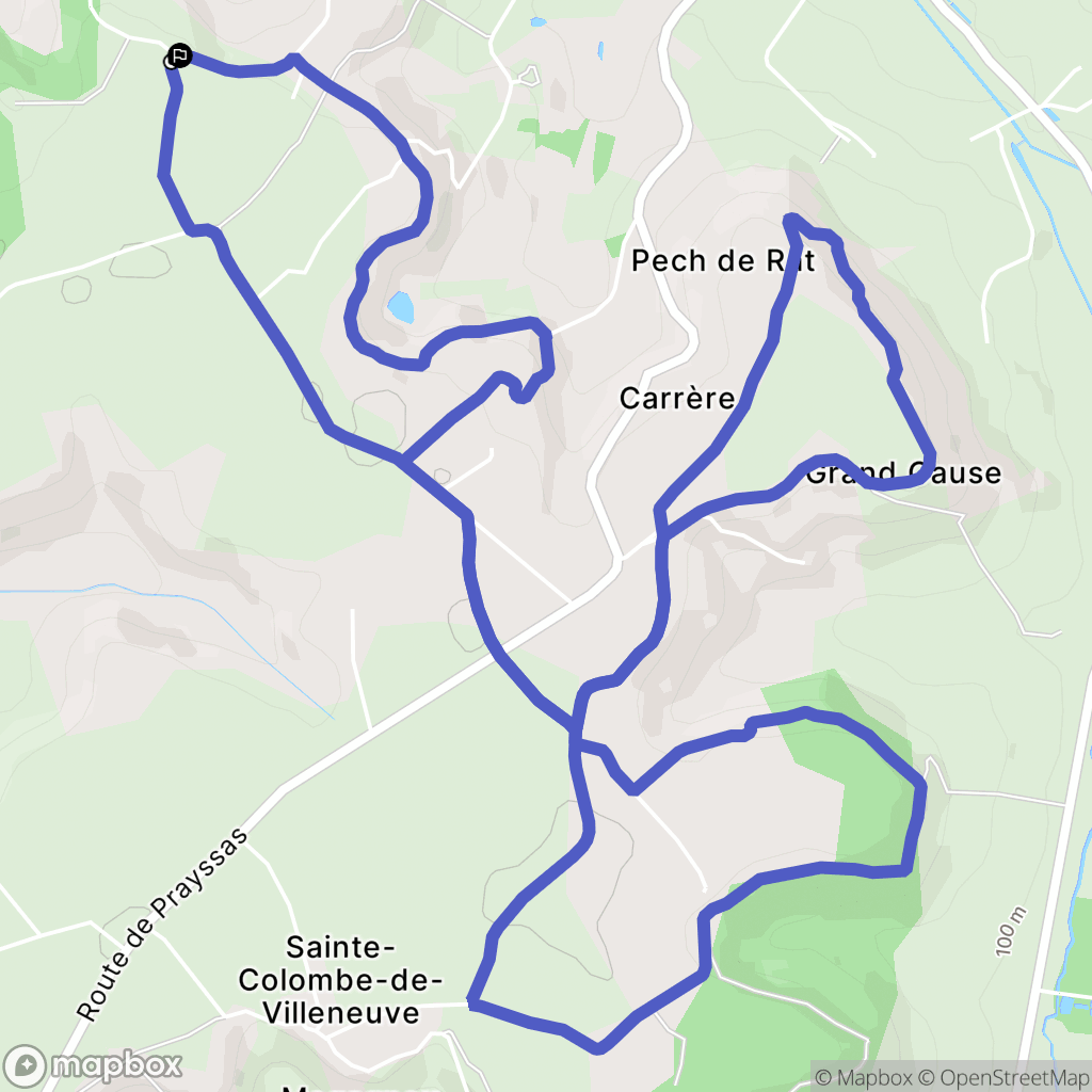 Sainte-Colombe-de-Villeneuve : carte du parcours de randonnée - France