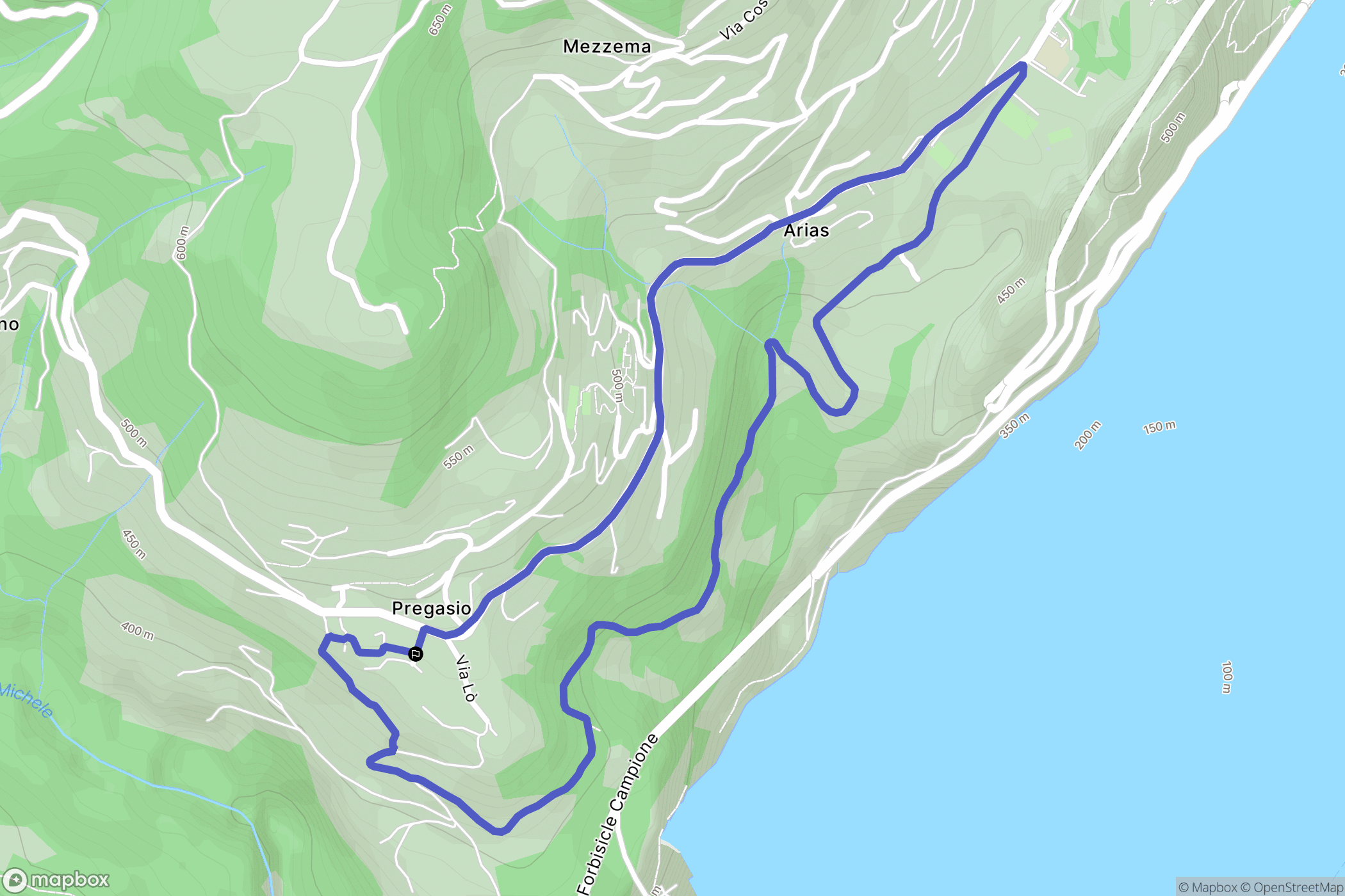 Pregasio : carte du parcours de randonnée - Italy