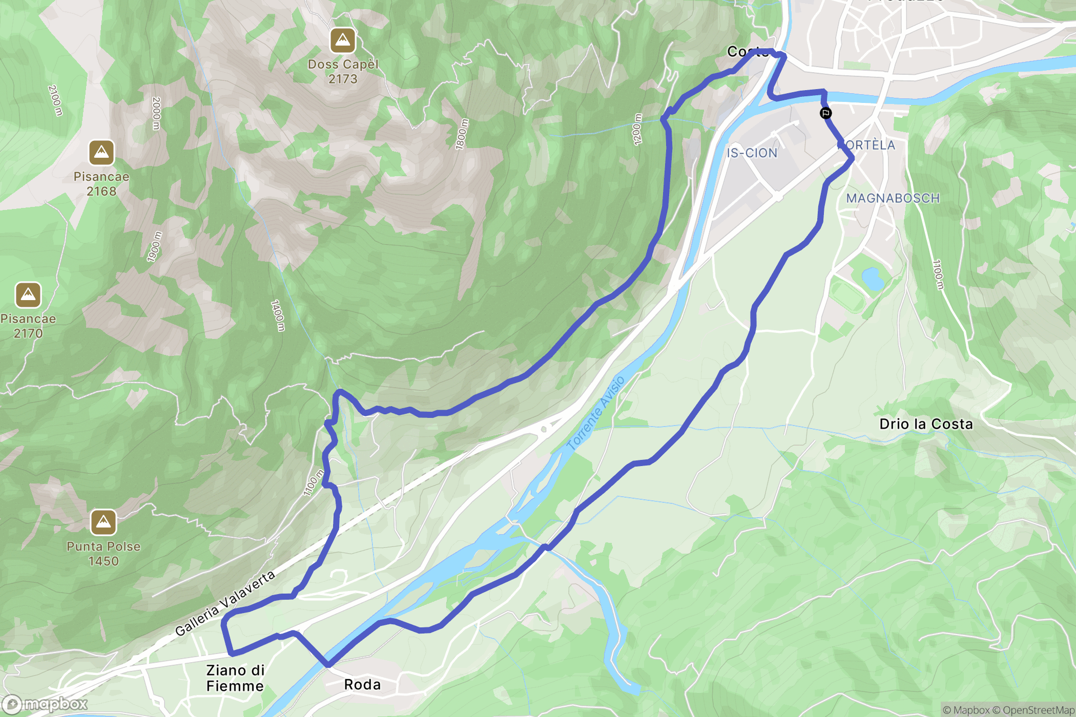 Predazzo : carte du parcours de randonnée - Italy