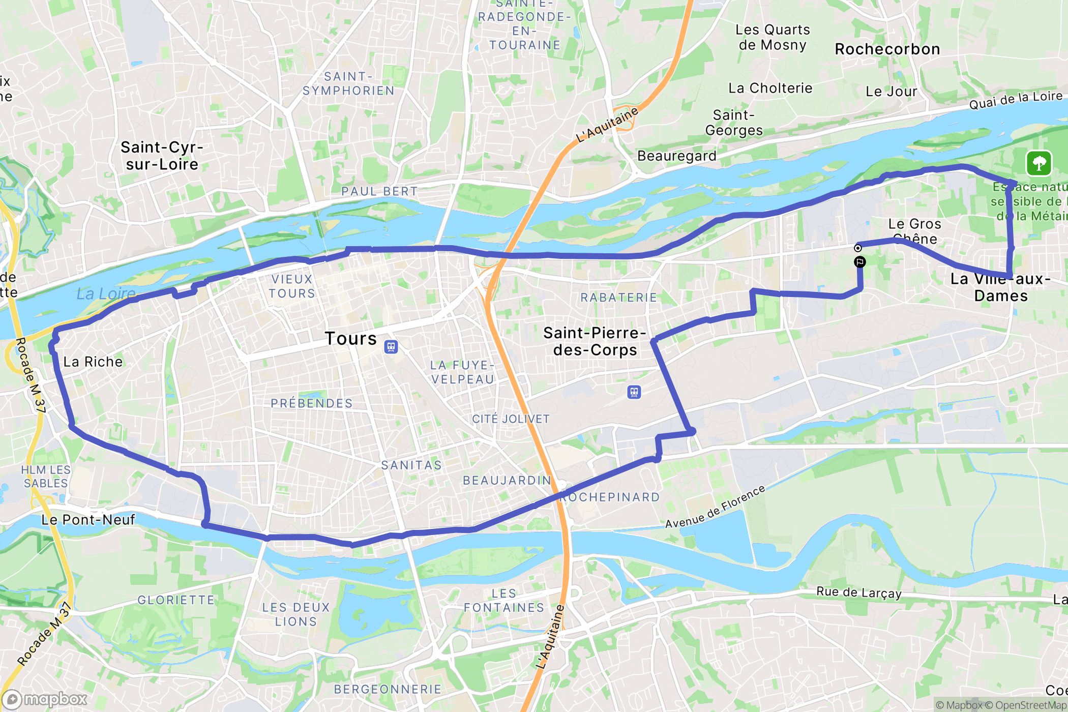 Saint-Pierre-des-Corps : carte du parcours de randonnée - France