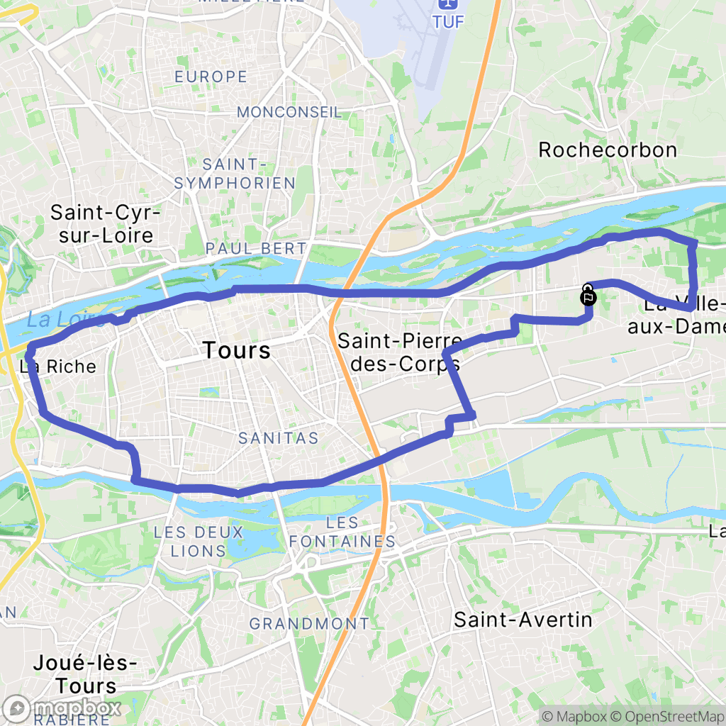 Saint-Pierre-des-Corps : carte du parcours de randonnée - France