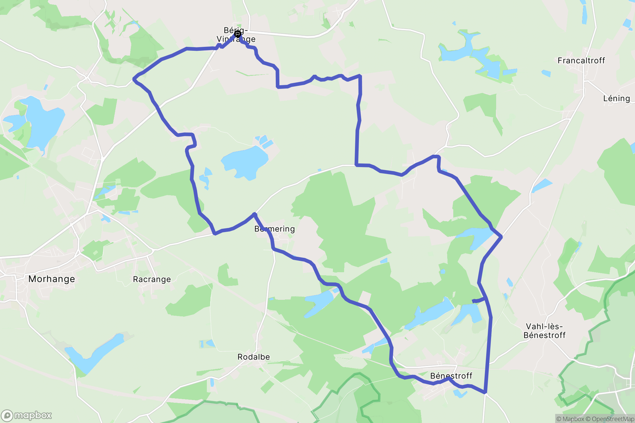 Bérig-Vintrange : carte du parcours de randonnée - France