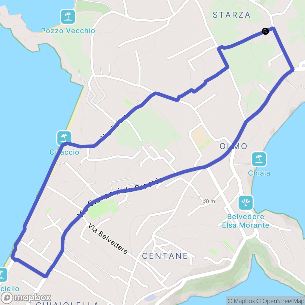 Procida : carte du parcours de randonnée - Italy