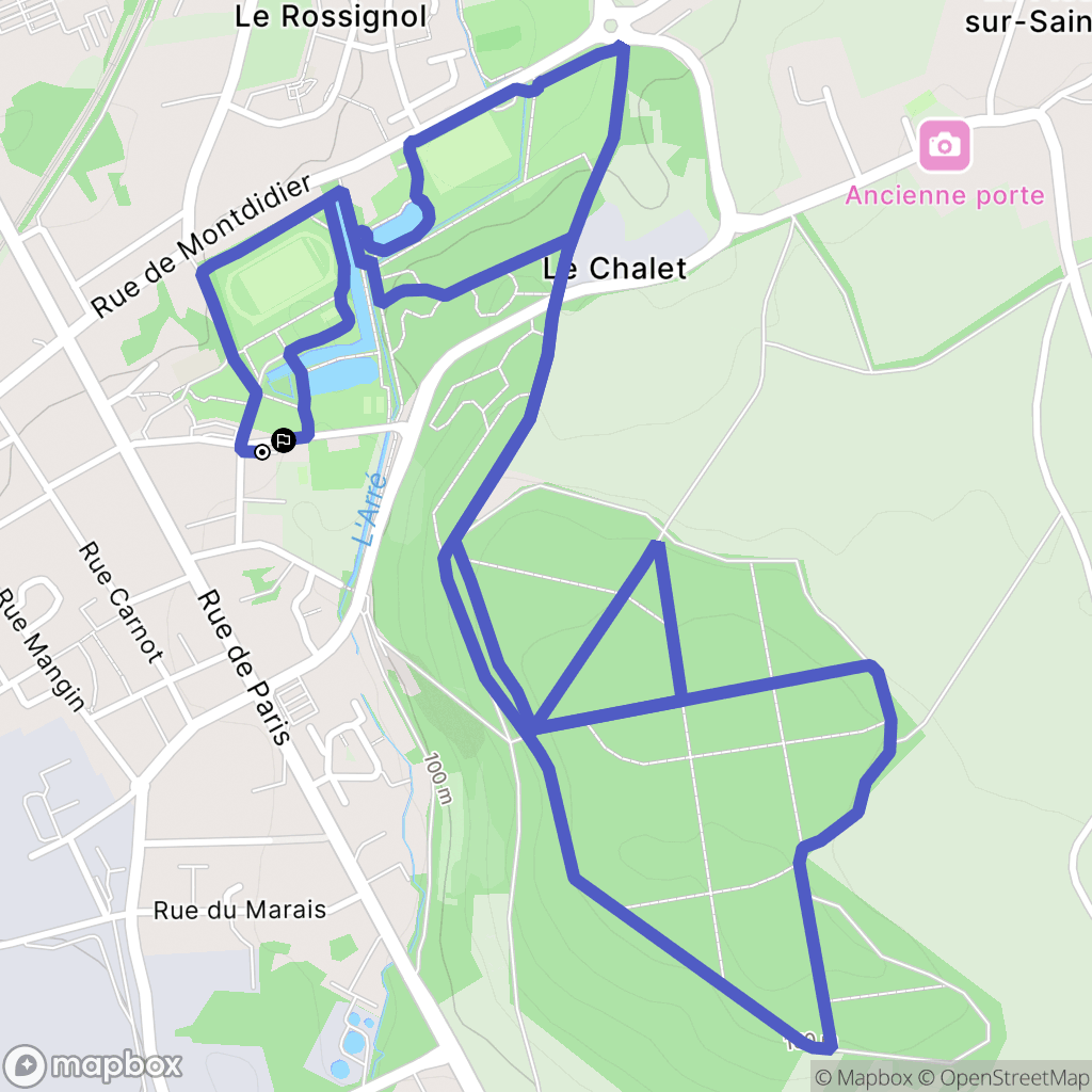 Saint-Just-en-Chaussée : carte du parcours de randonnée - France